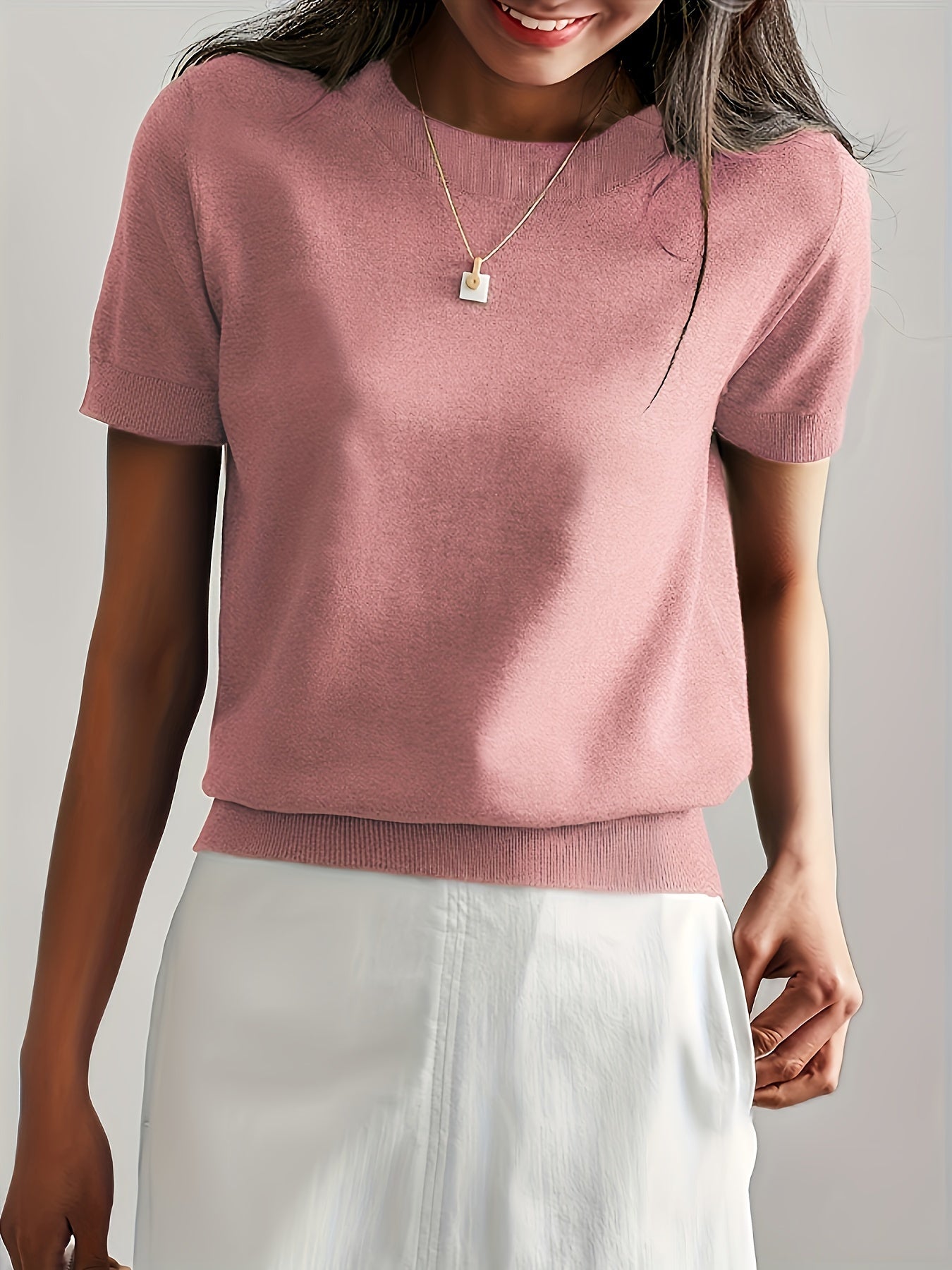 Casual Gebreid Shirt Met Korte Mouwen