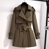 Manoa - Slim Korte Trenchcoat Dames lange jas damesjas met knopen riem 