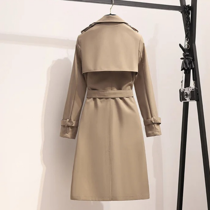 Senna - Elegant Trenchcoat Lang Dames comfortabel chique lang met knopen riem 