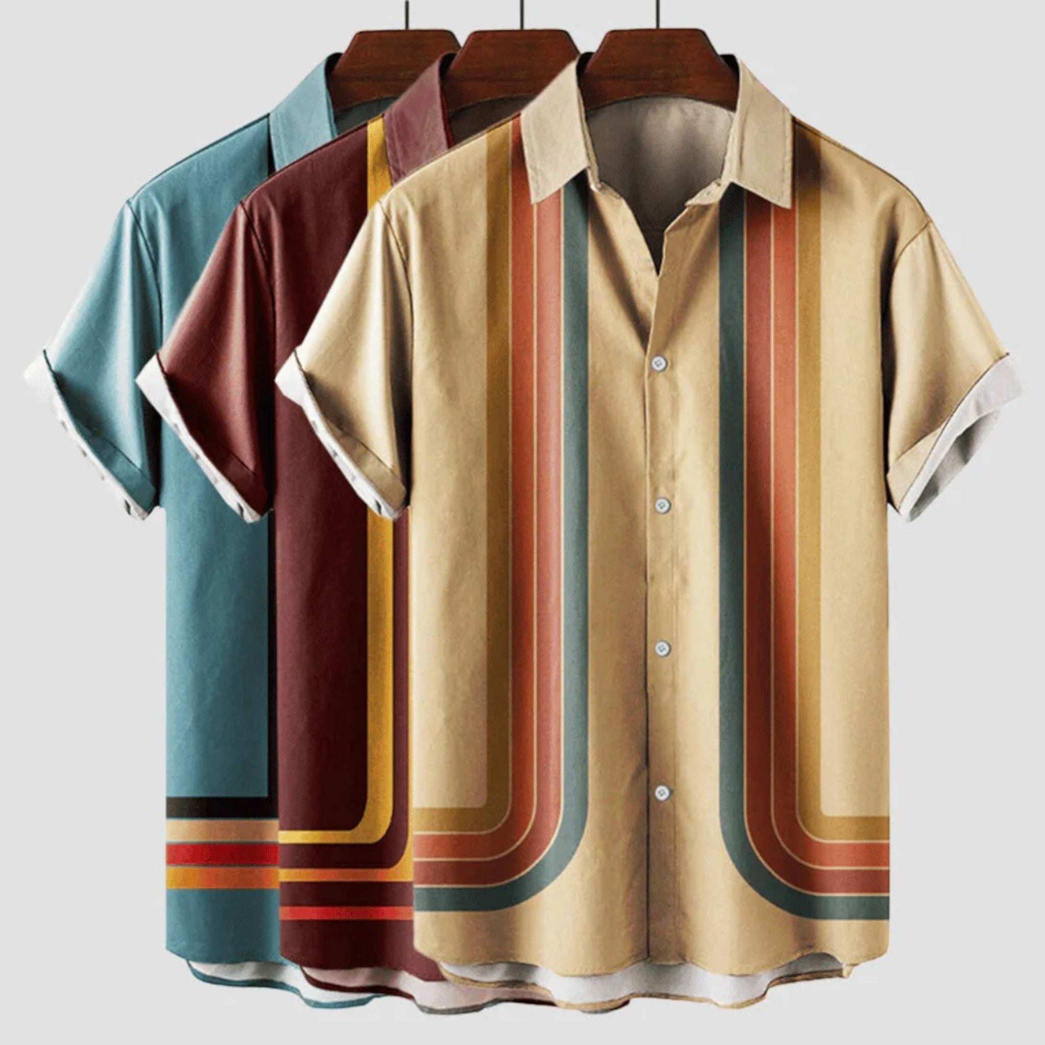 Jonathan | Retro Gestreept Overhemd Voor Heren | Korte Mouwen