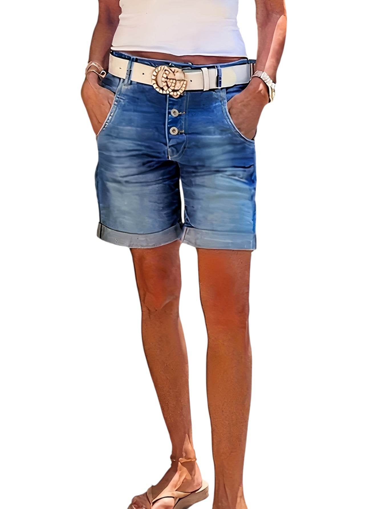 Dames Denim Shorts Met Stretch