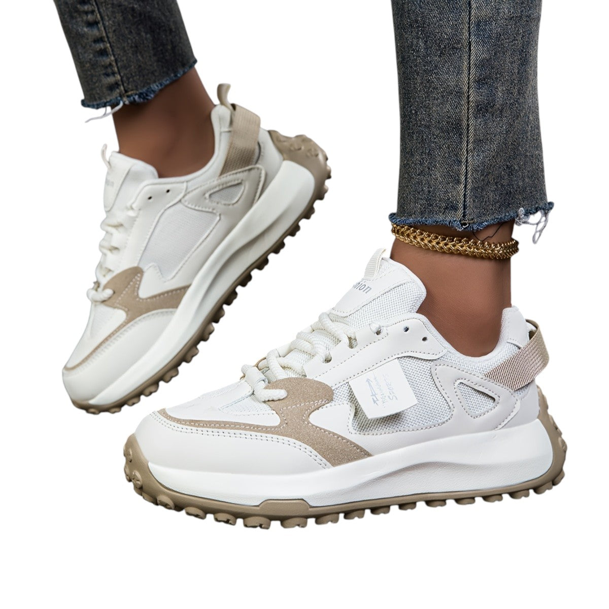 Casual Dames Sneakers Met Hoge Zool