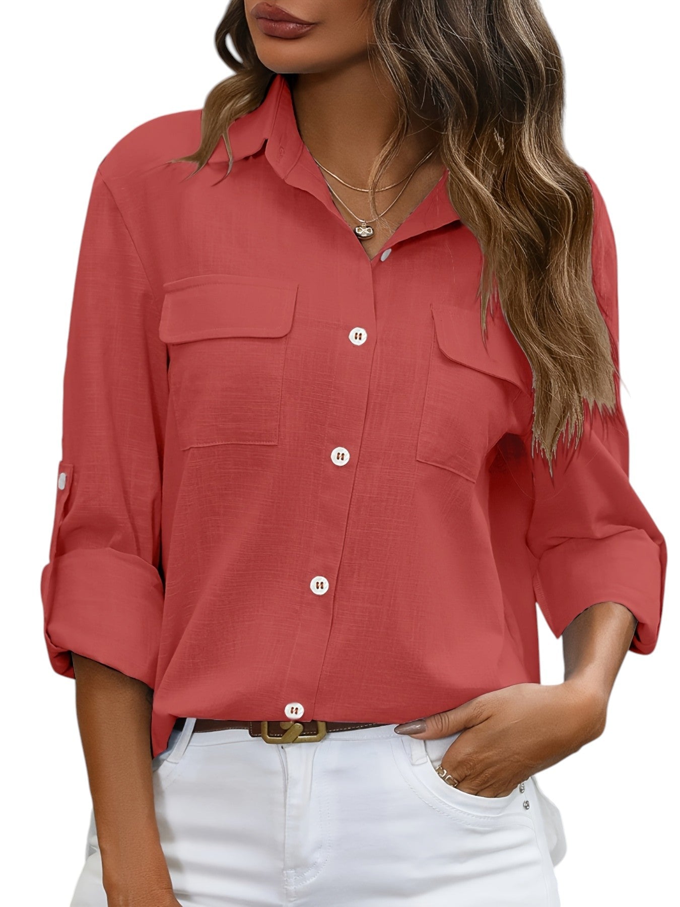 Linnen Dames Blouse In Effen Kleuren