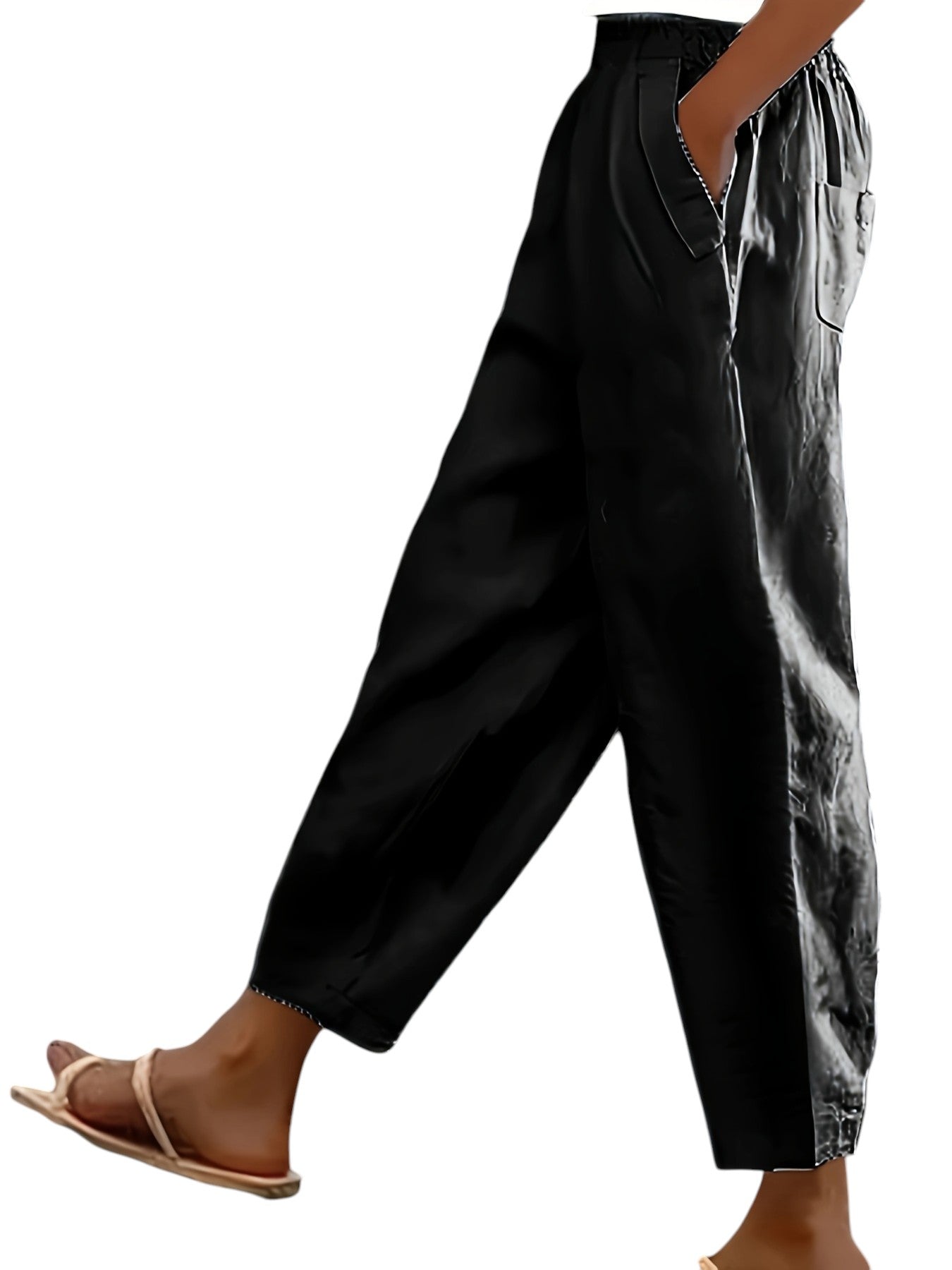 Dames Elastische Broek In Effen Kleuren