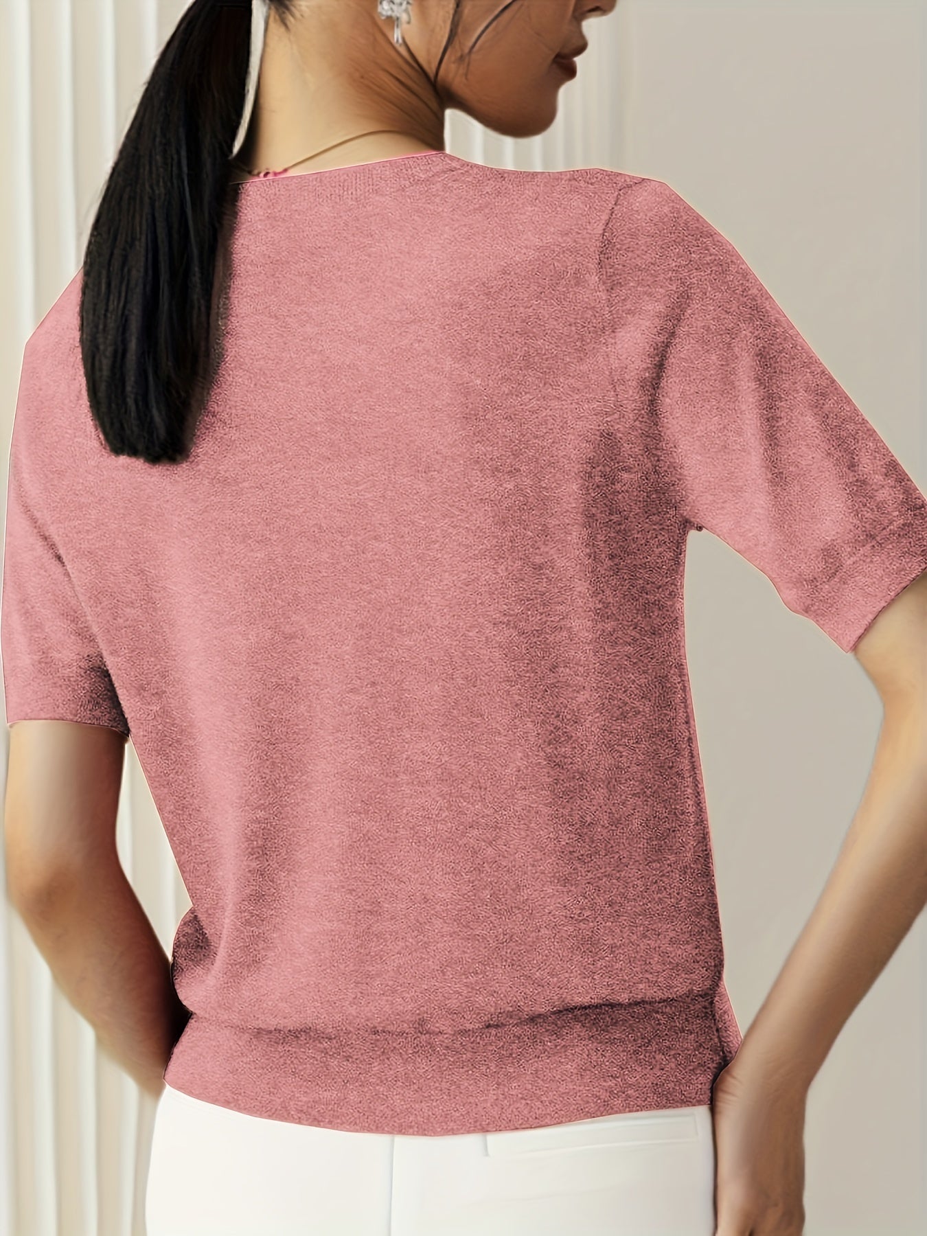 Casual Gebreid Shirt Met Korte Mouwen