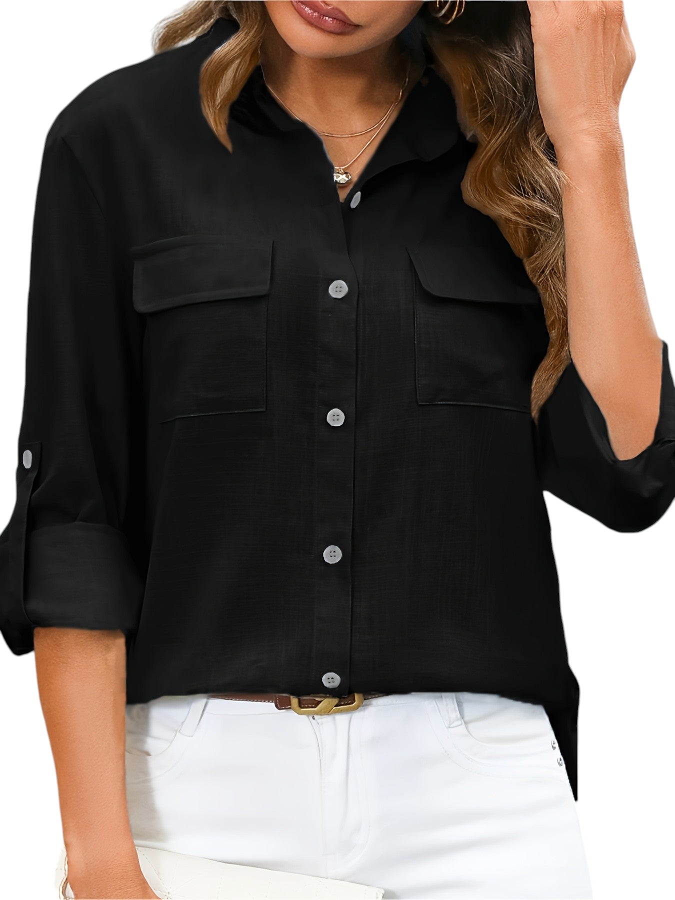 Linnen Dames Blouse In Effen Kleuren