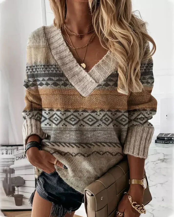 Trendy Wintertrui Met V-hals - Sandra