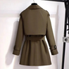 Manoa - Slim Korte Trenchcoat Dames lange jas damesjas met knopen riem 