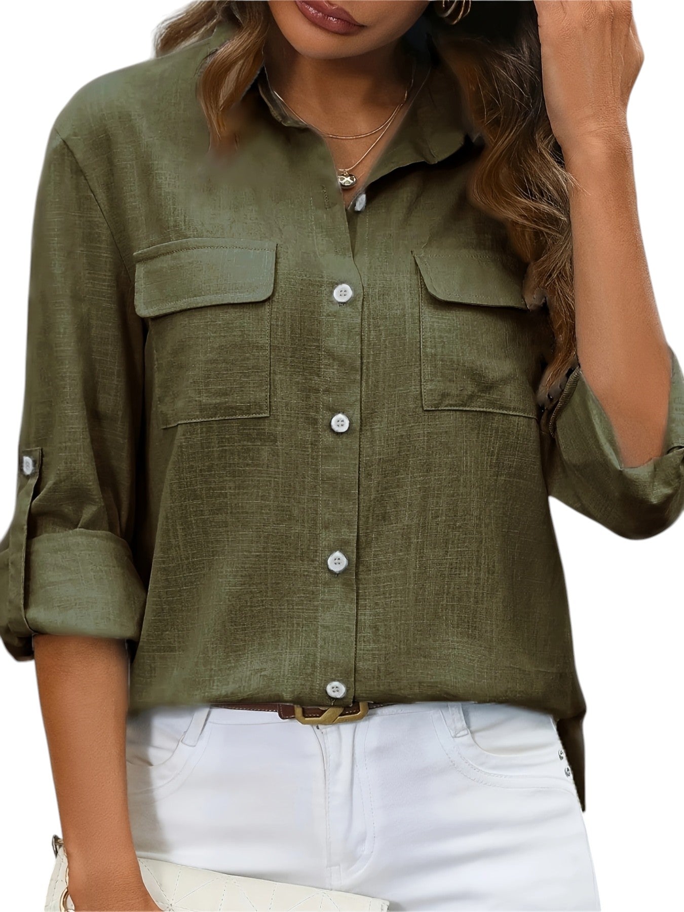 Linnen Dames Blouse In Effen Kleuren