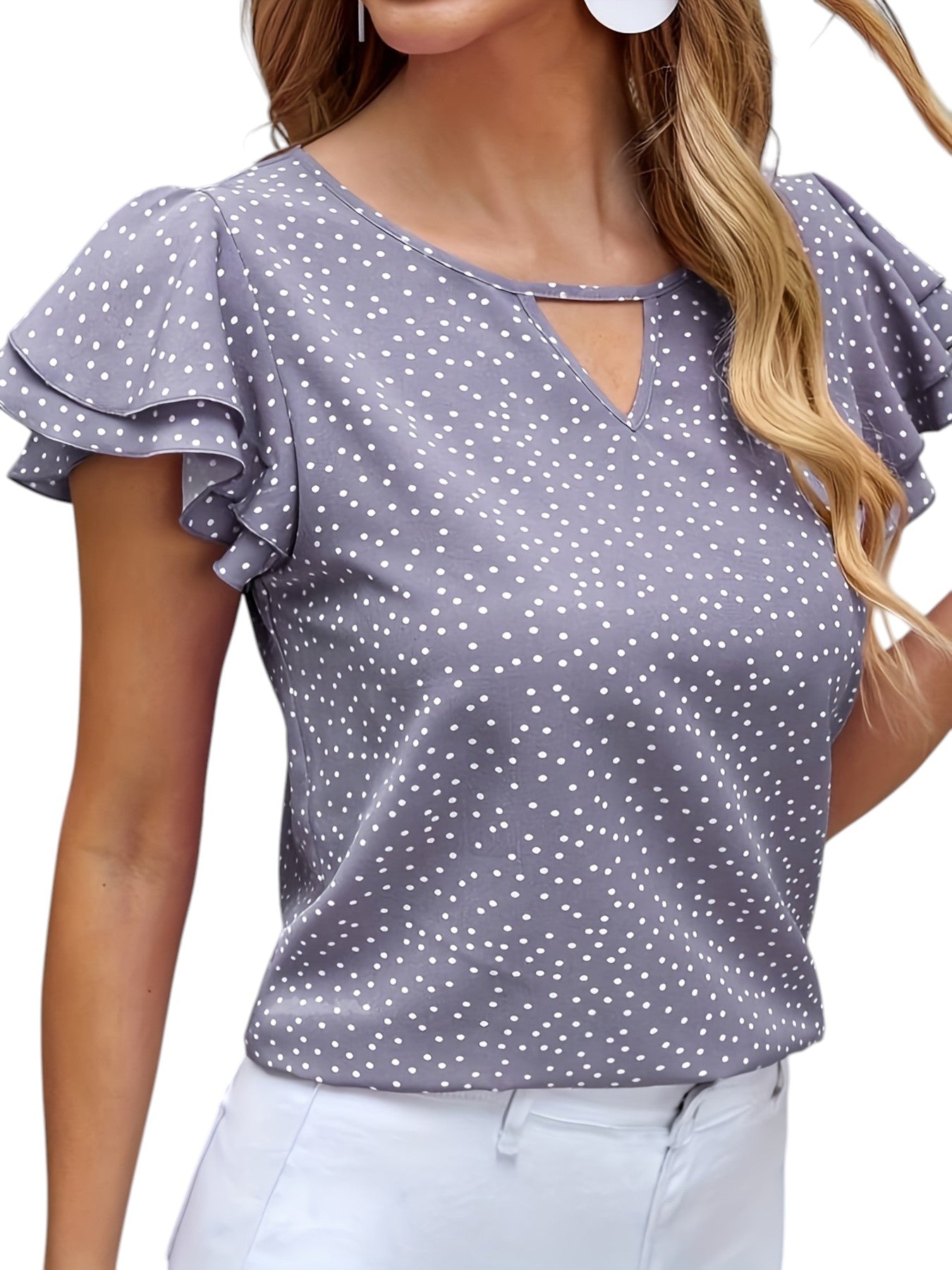 Noa - Elegante Stippen Blouse Met V-hals