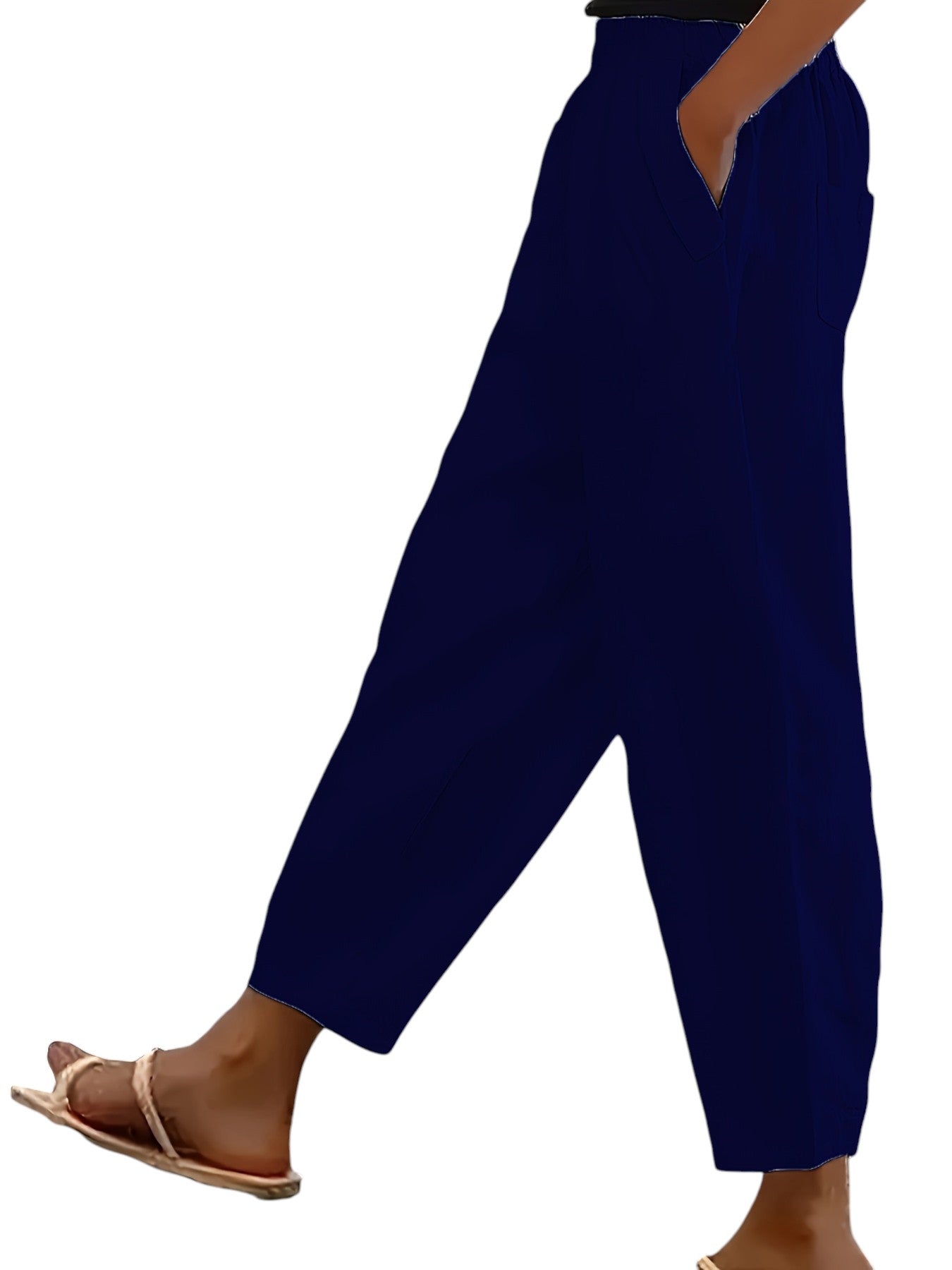 Dames Elastische Broek In Effen Kleuren