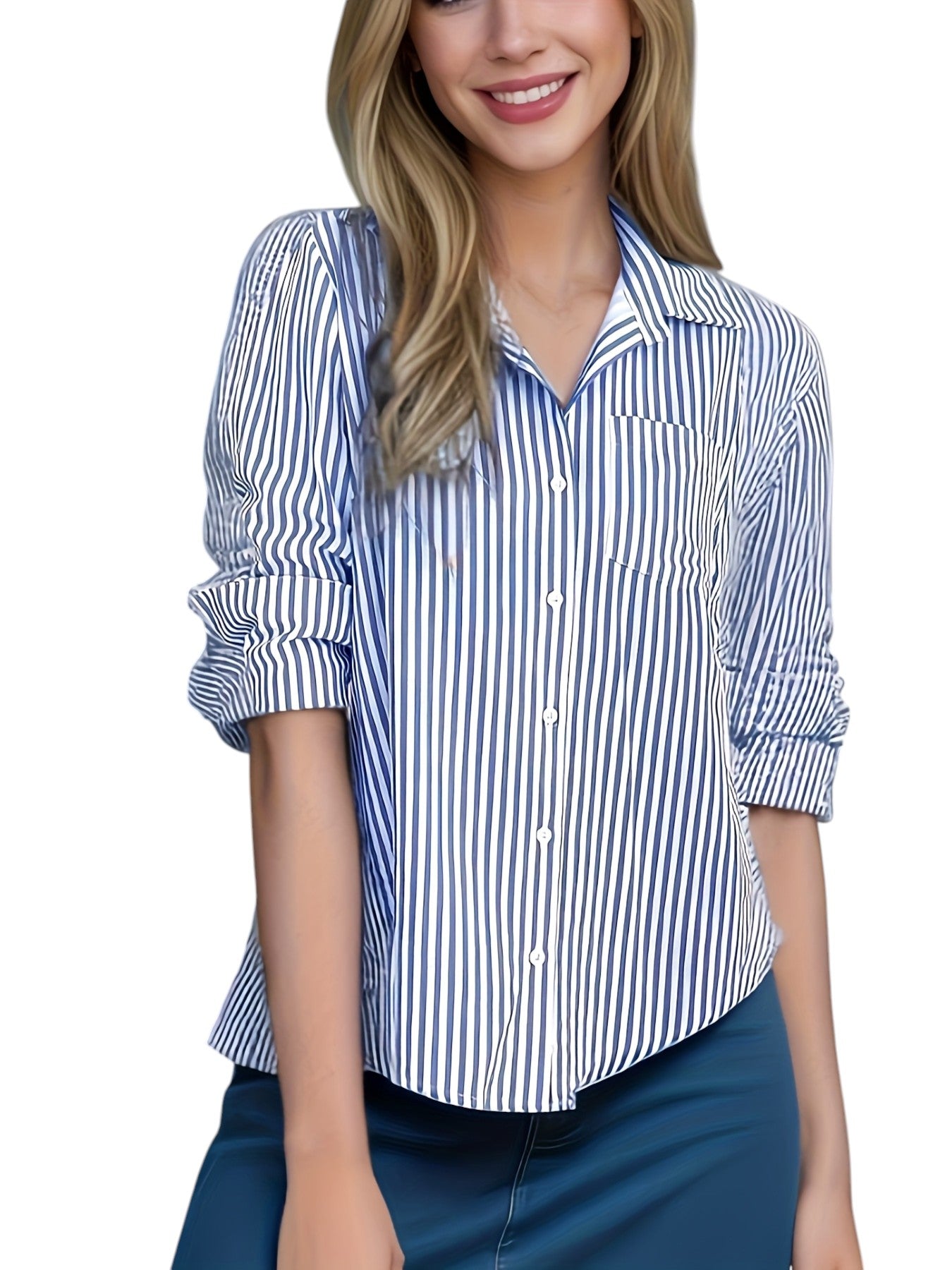 Gestreepte Blouse Met Knopen Dames