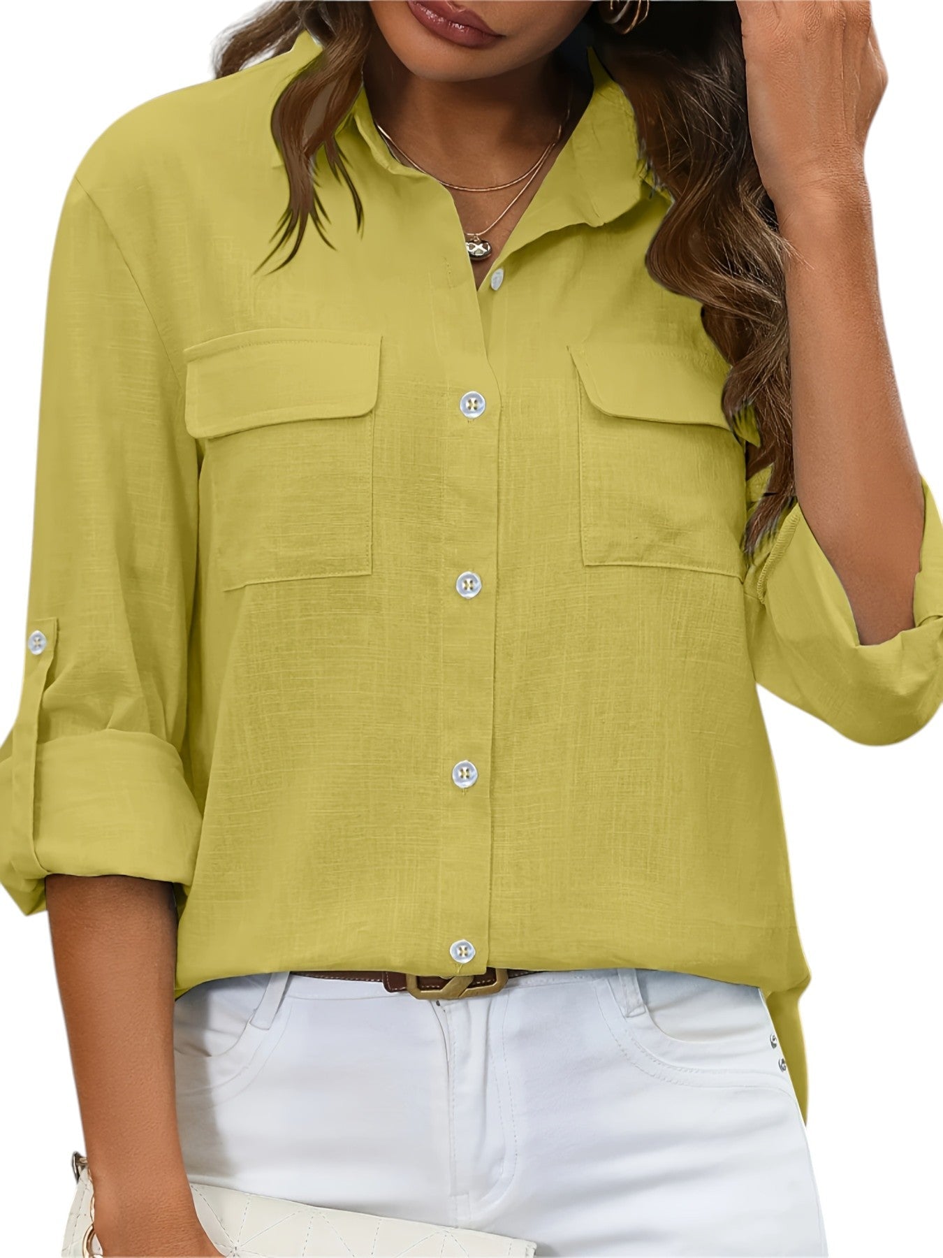 Linnen Dames Blouse In Effen Kleuren