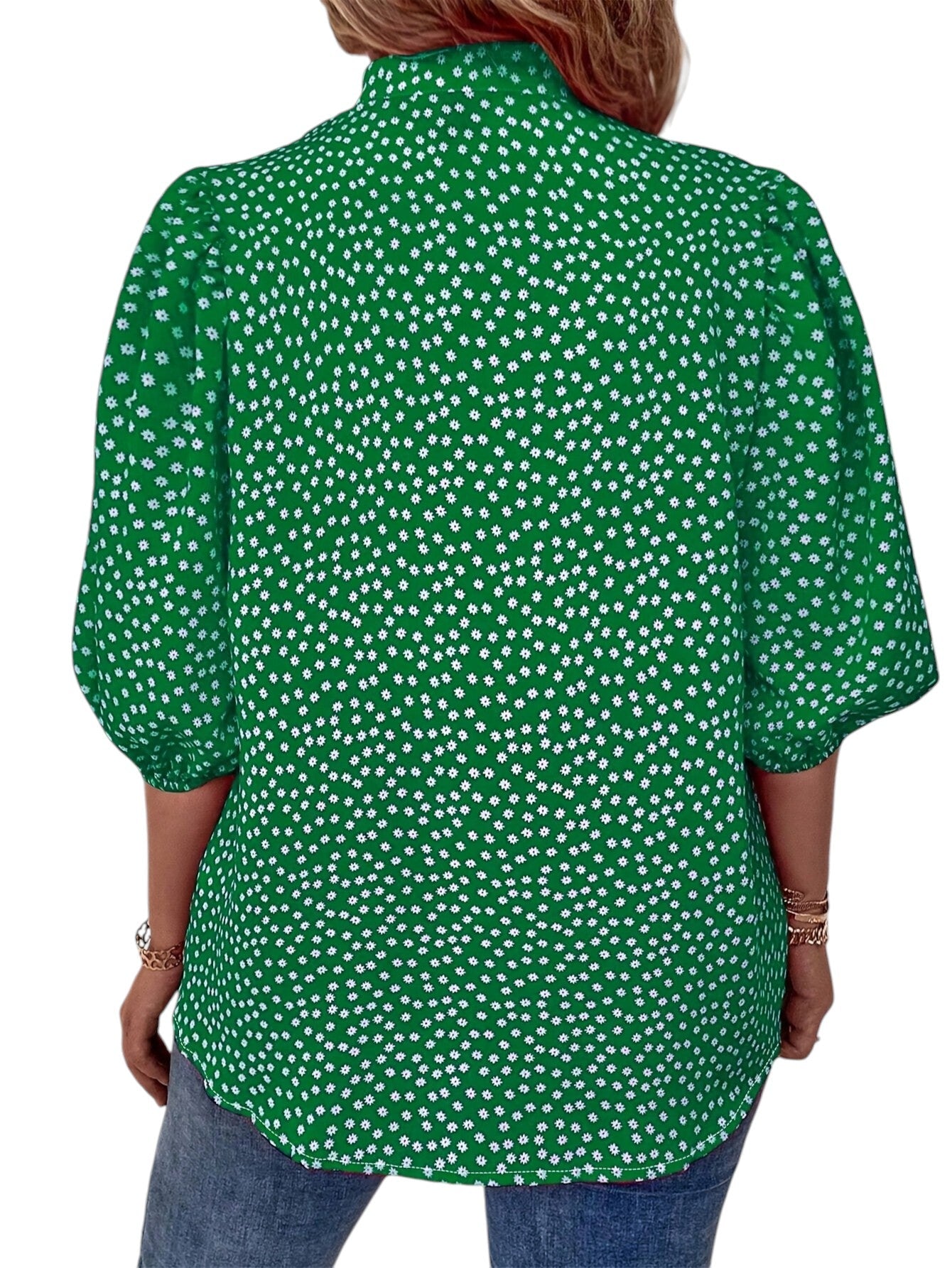 Dames Bloemenprint Blouse Met V-hals en Lange Mouwen