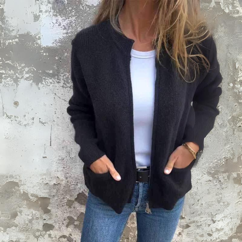 Stijlvol Gebreid Vest Grijs Dames - Senna