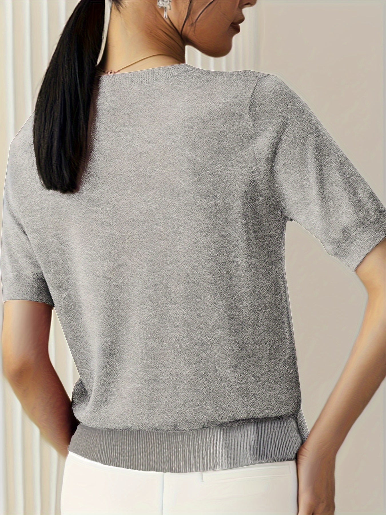 Casual Gebreid Shirt Met Korte Mouwen