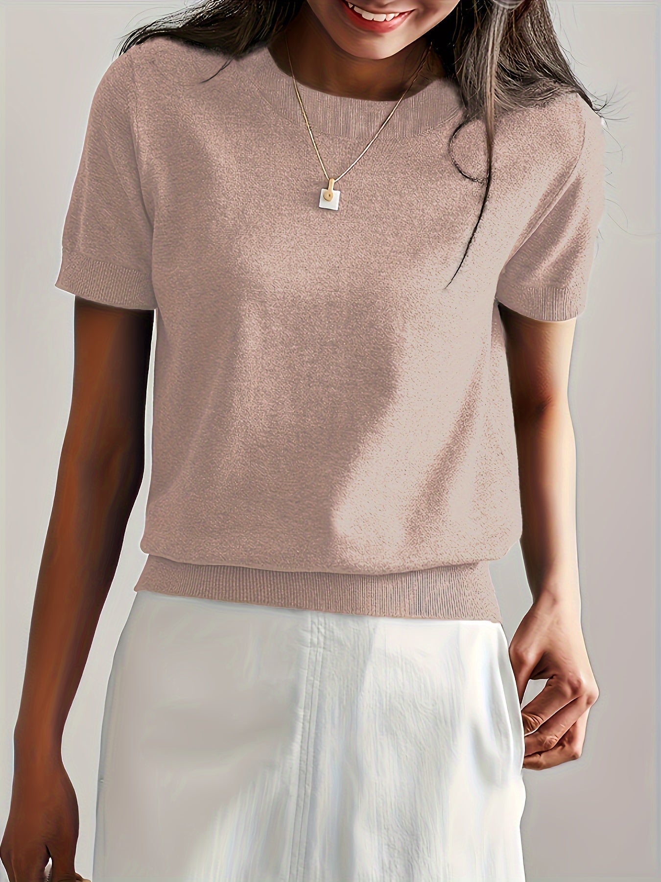 Casual Gebreid Shirt Met Korte Mouwen