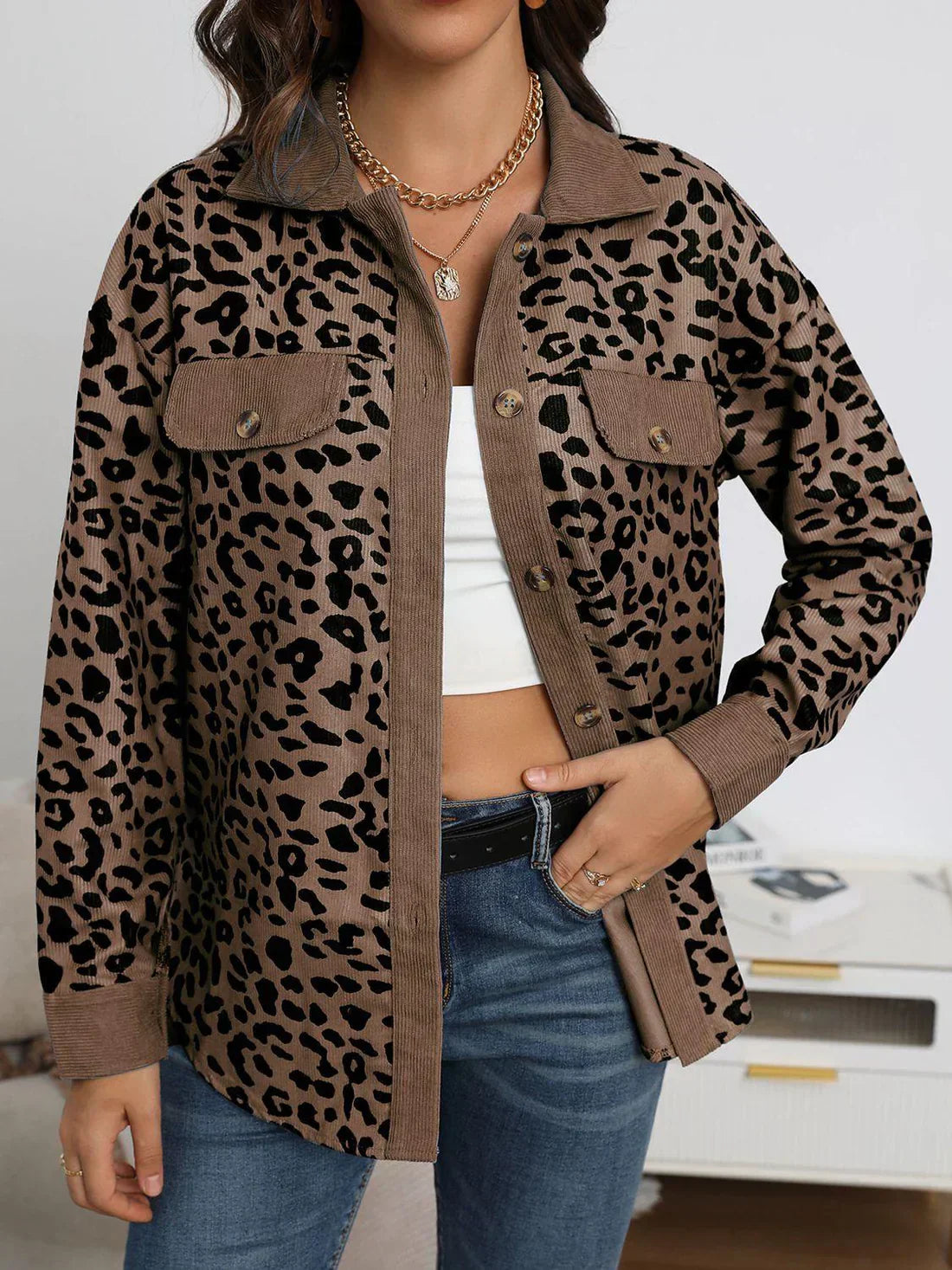 Modieuze Luipaard Print Vest Voor Dames - Lotte