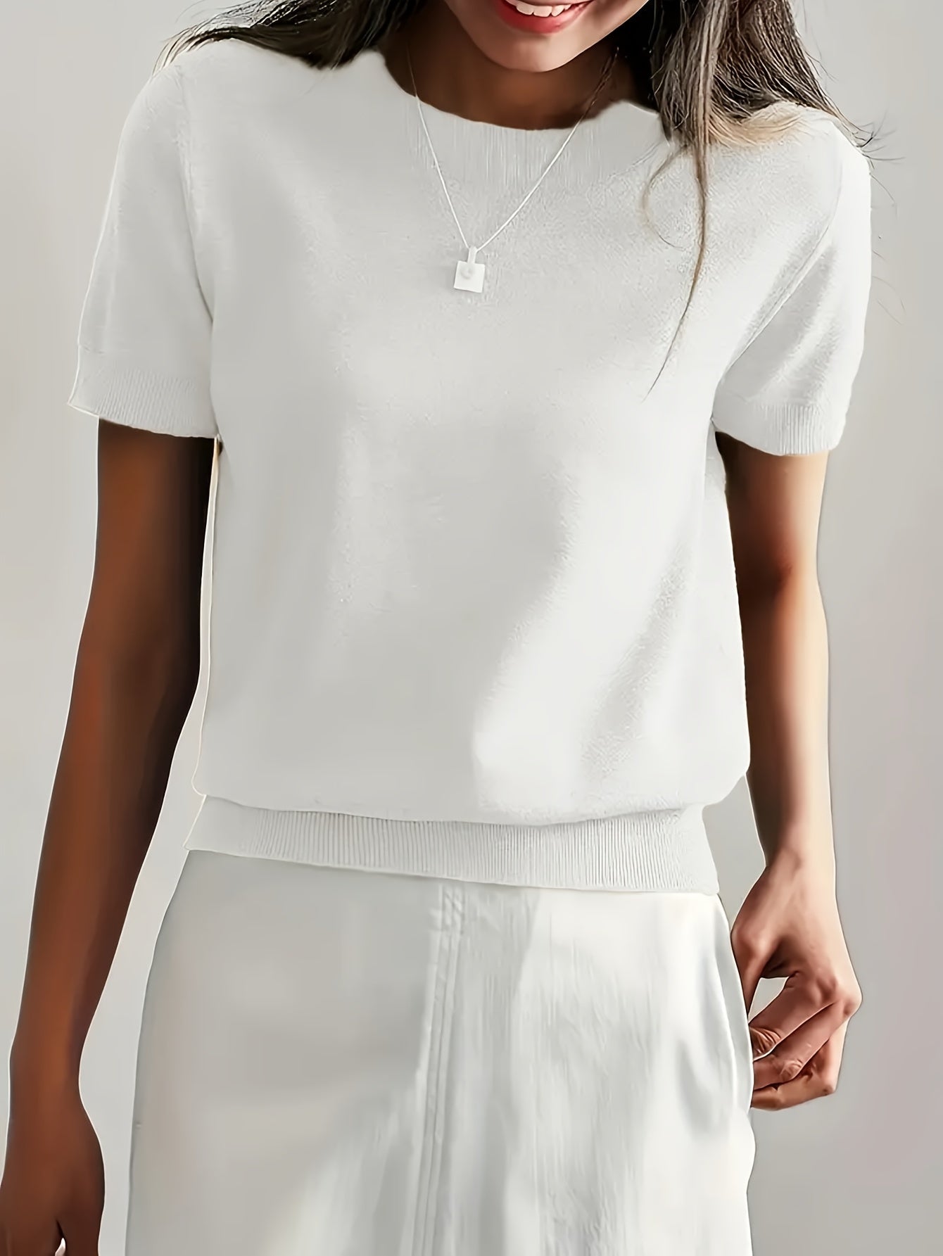 Casual Gebreid Shirt Met Korte Mouwen