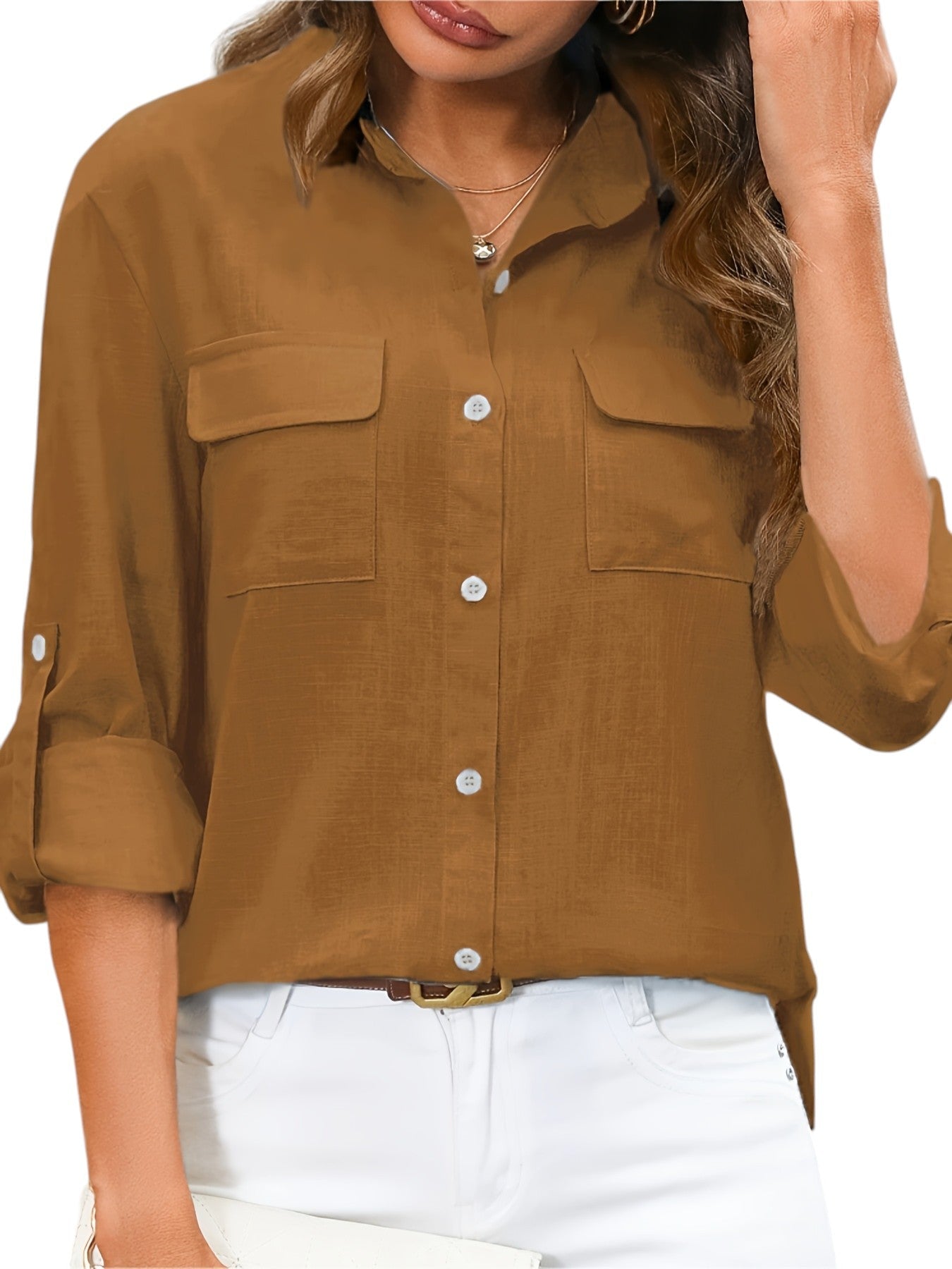 Linnen Dames Blouse In Effen Kleuren