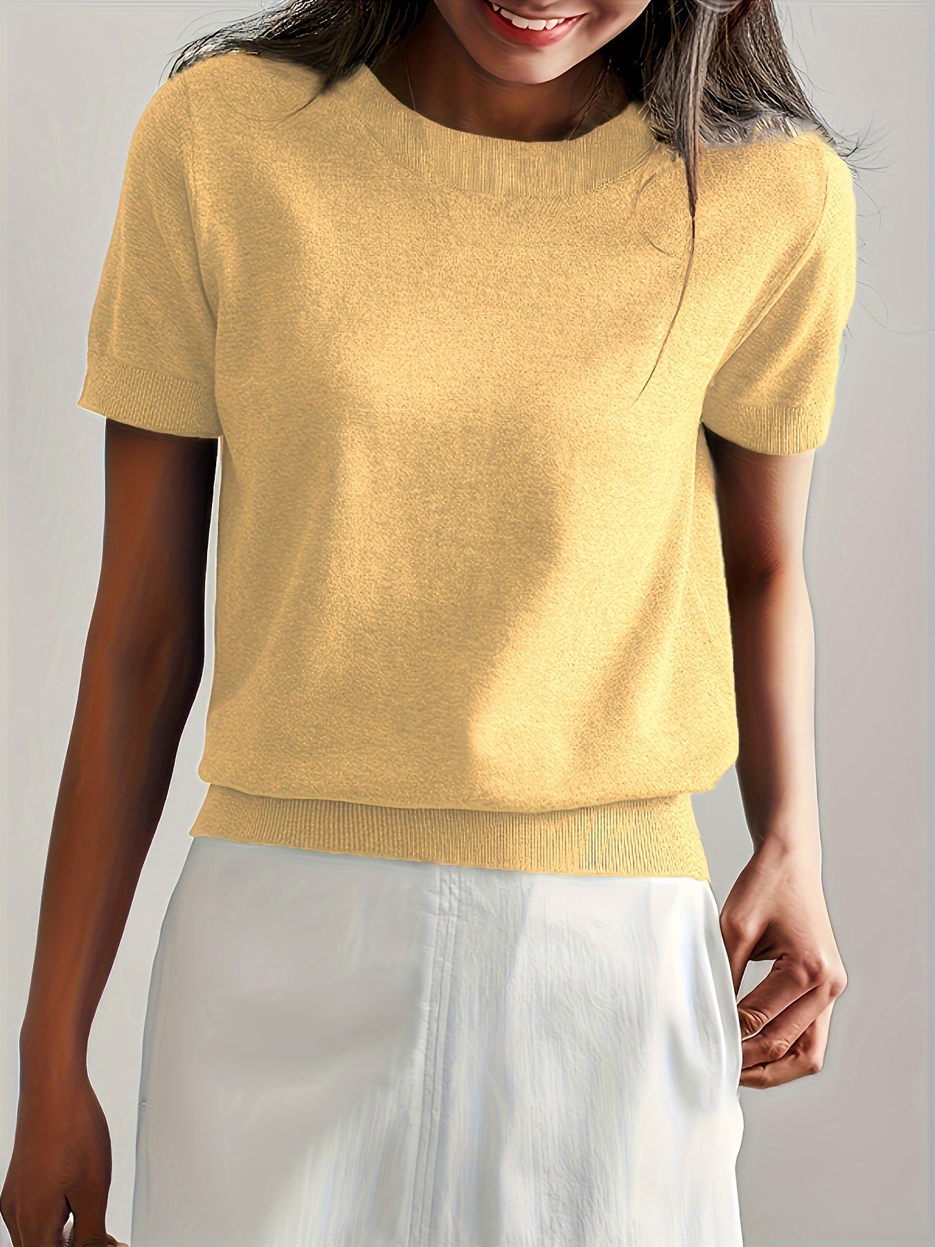 Casual Gebreid Shirt Met Korte Mouwen