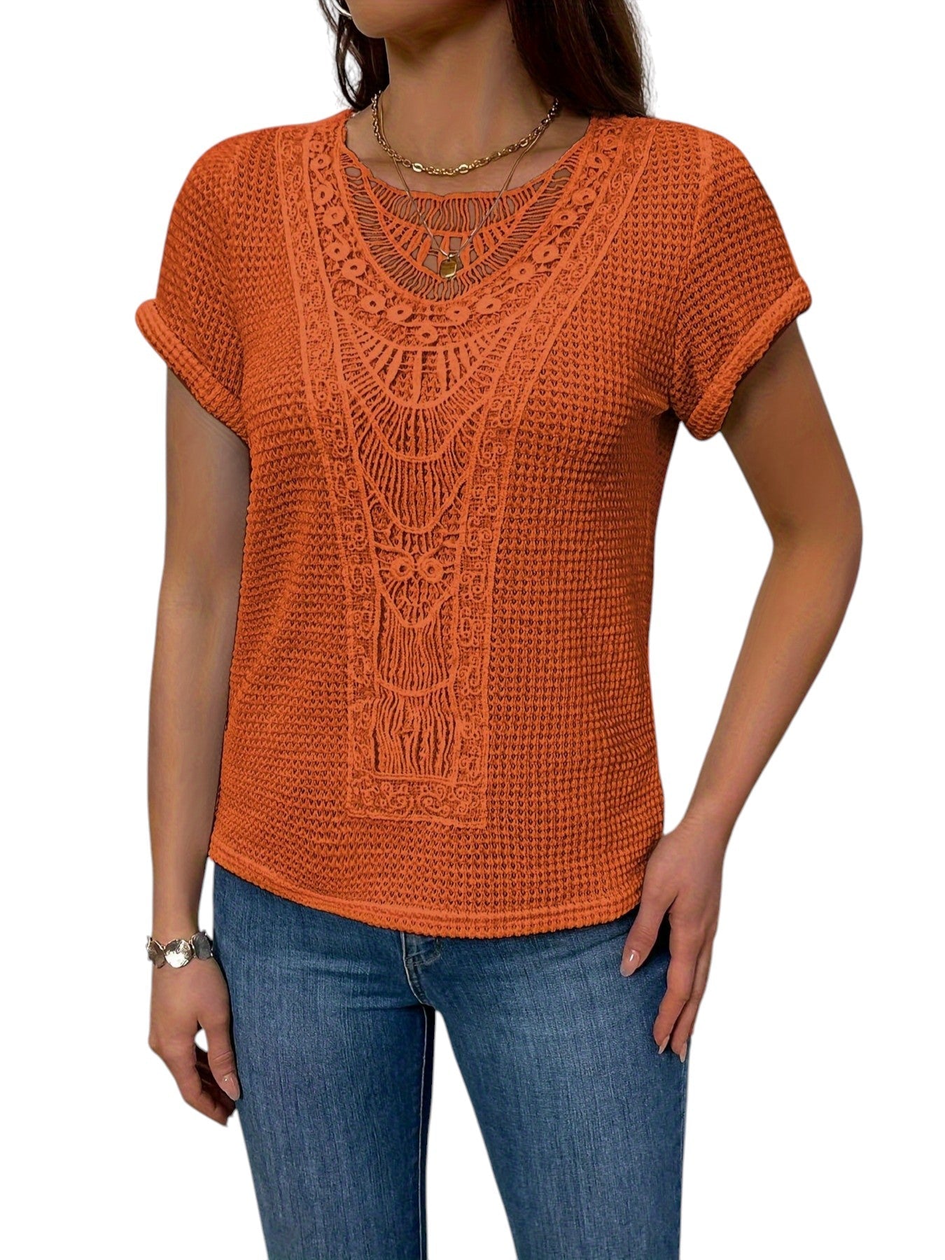 Zomerse Dames Top Met Korte Mouwen