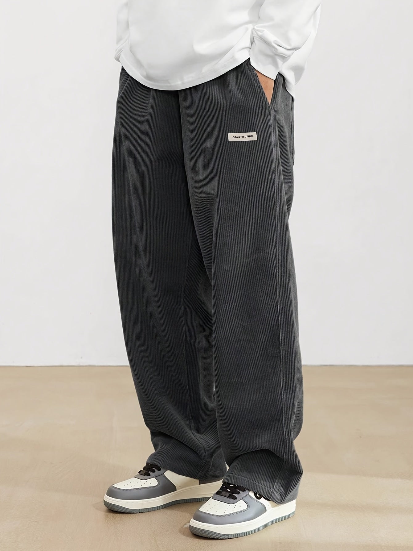 Corduroy Wijde Heren Broek Met Zakken - Zandri