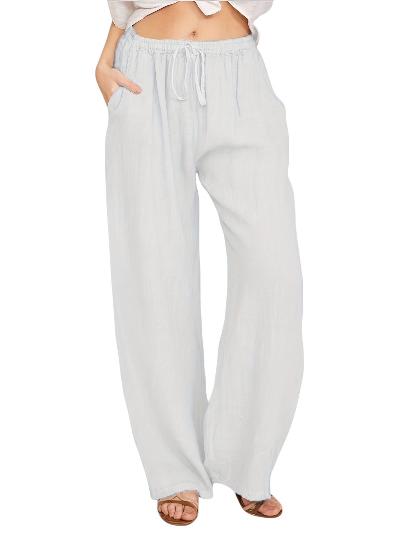 Wijde Dames Broek Met Hoge Taille