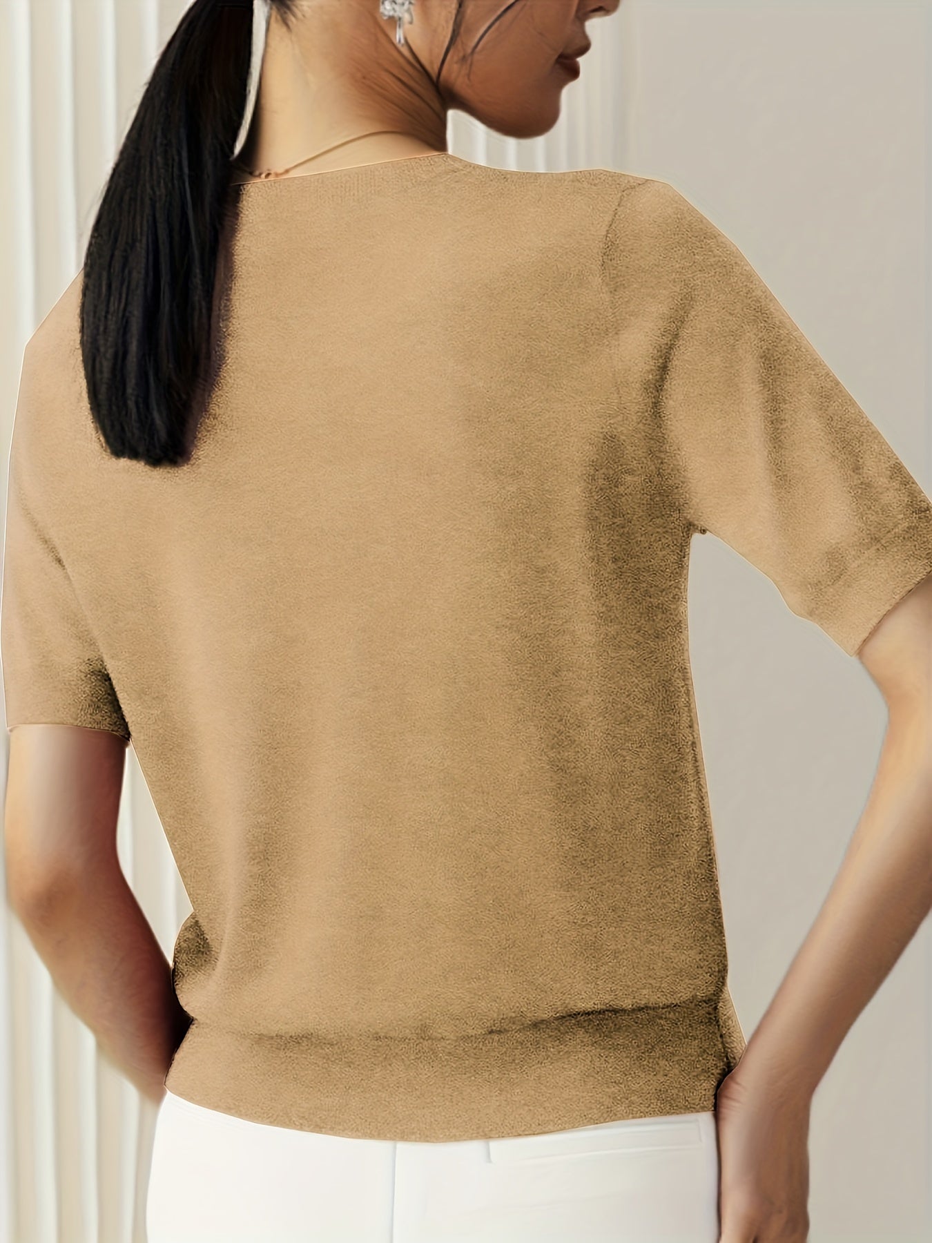 Casual Gebreid Shirt Met Korte Mouwen