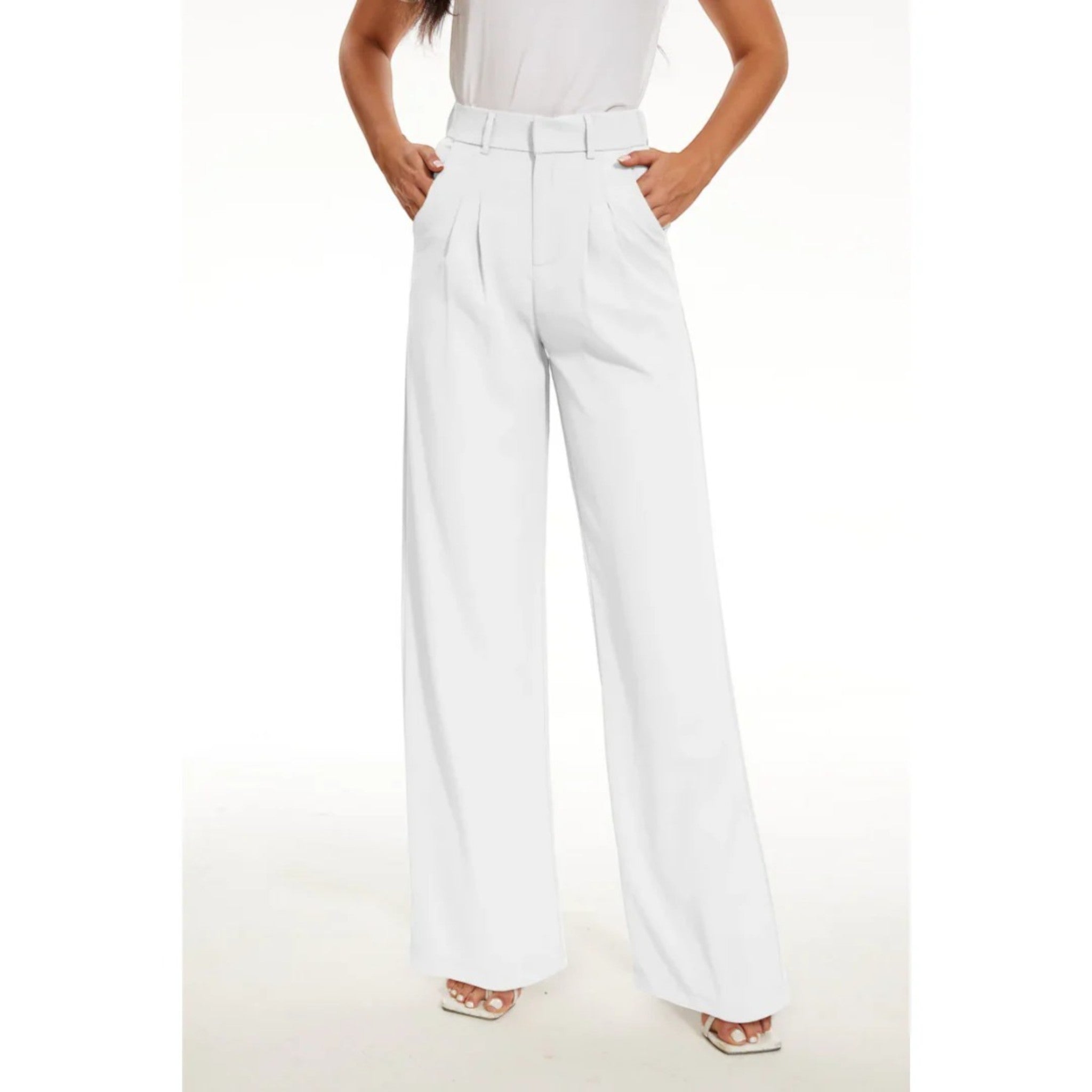 Leona | Casual Broek Met Wijde Pijpen | Hoge Taille