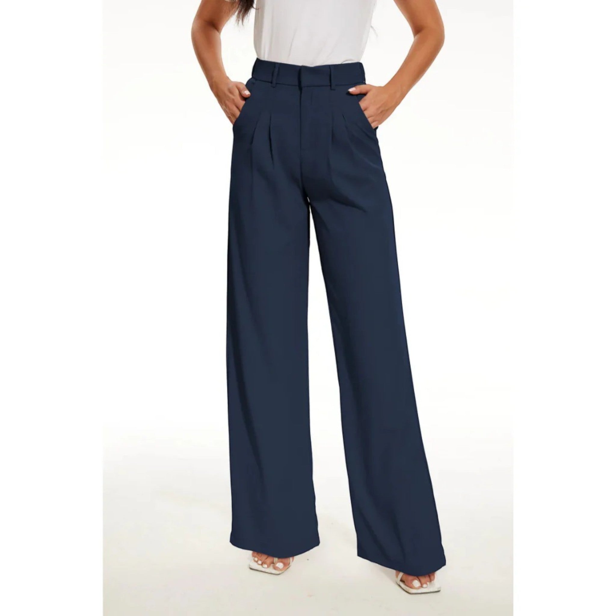 Leona | Casual Broek Met Wijde Pijpen | Hoge Taille