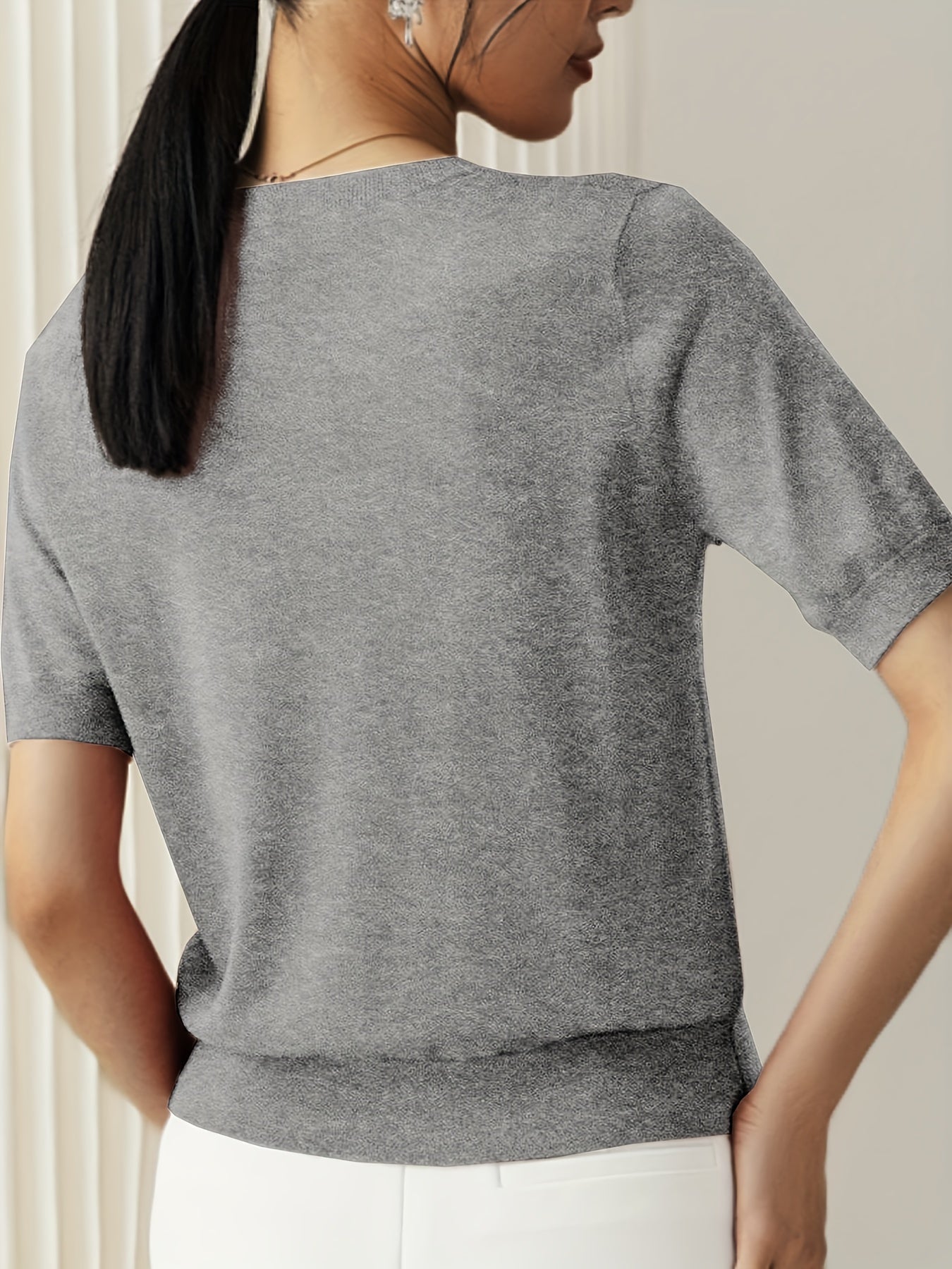 Casual Gebreid Shirt Met Korte Mouwen
