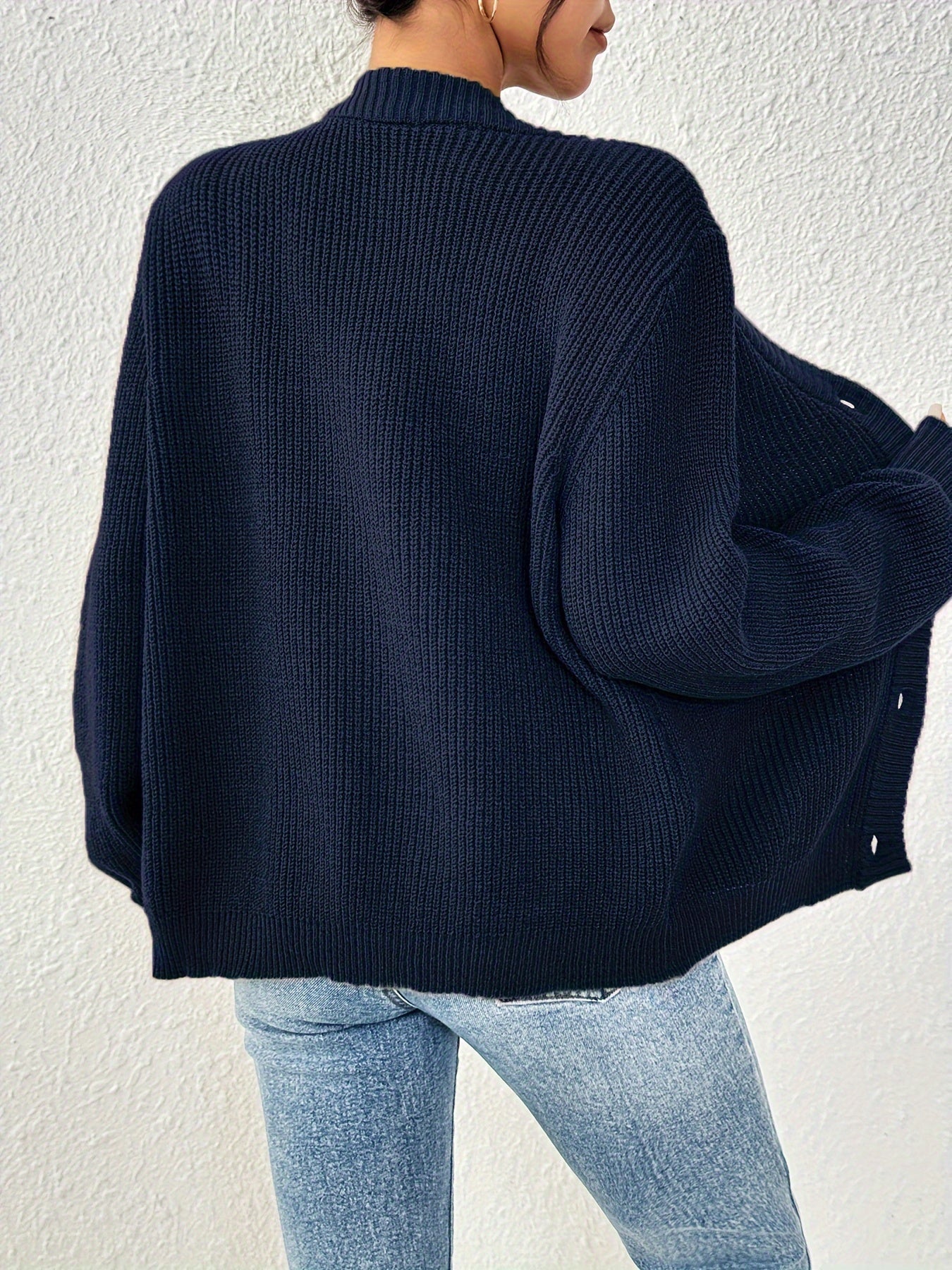 Gebreid Los Cardigan Vest Met Knopen - Verbeek