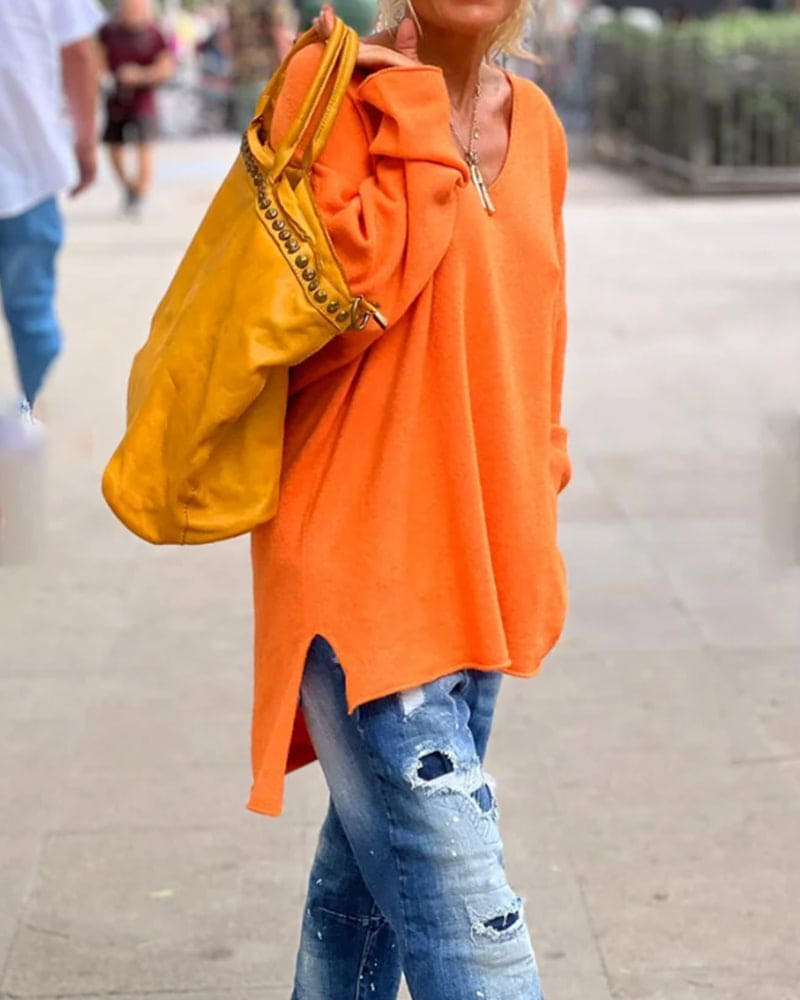 Oversized Trui Voor Dames Oranje - Karen