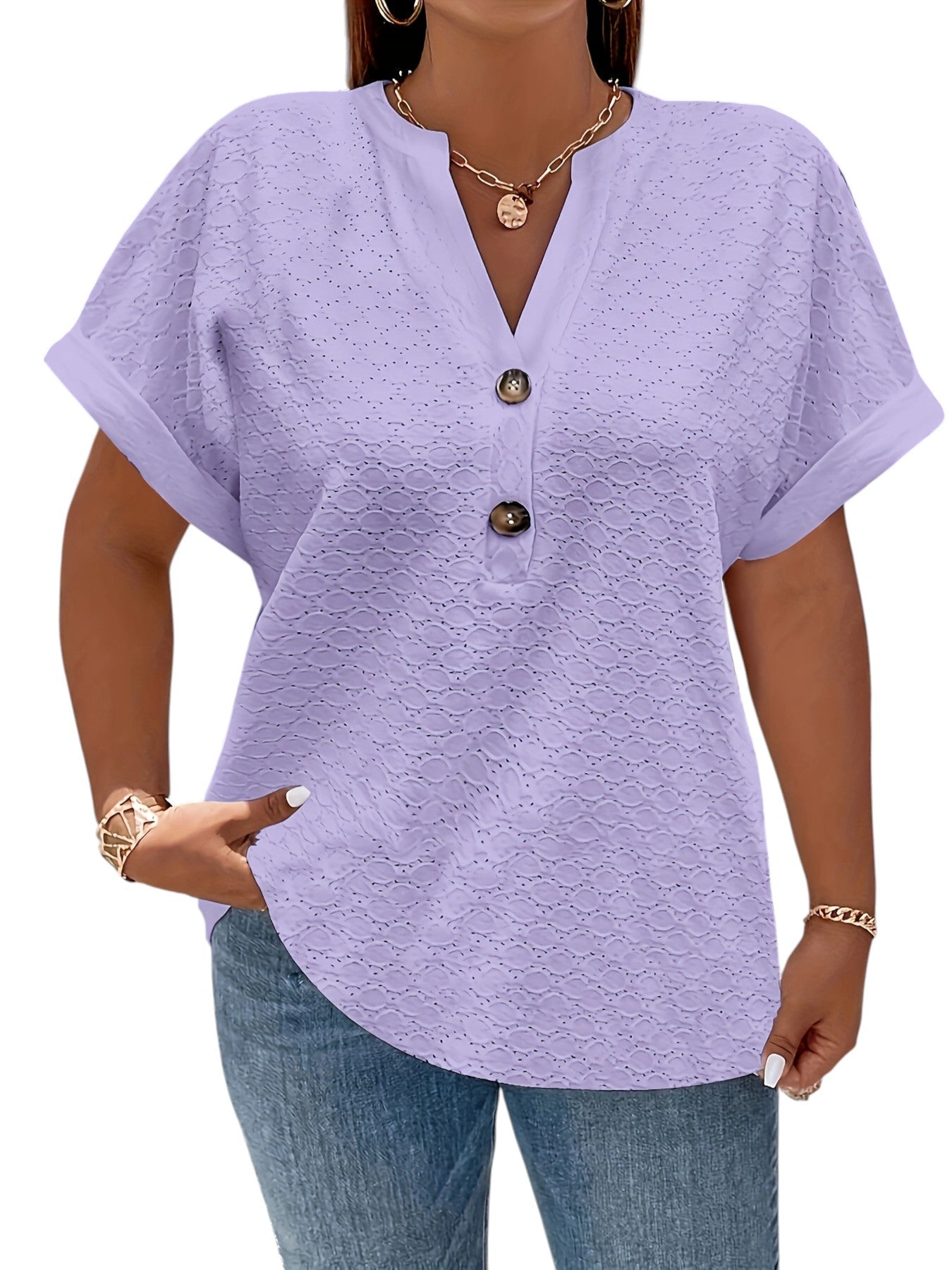 Stijlvol Dames Shirt Met V-hals en Korte Mouwen