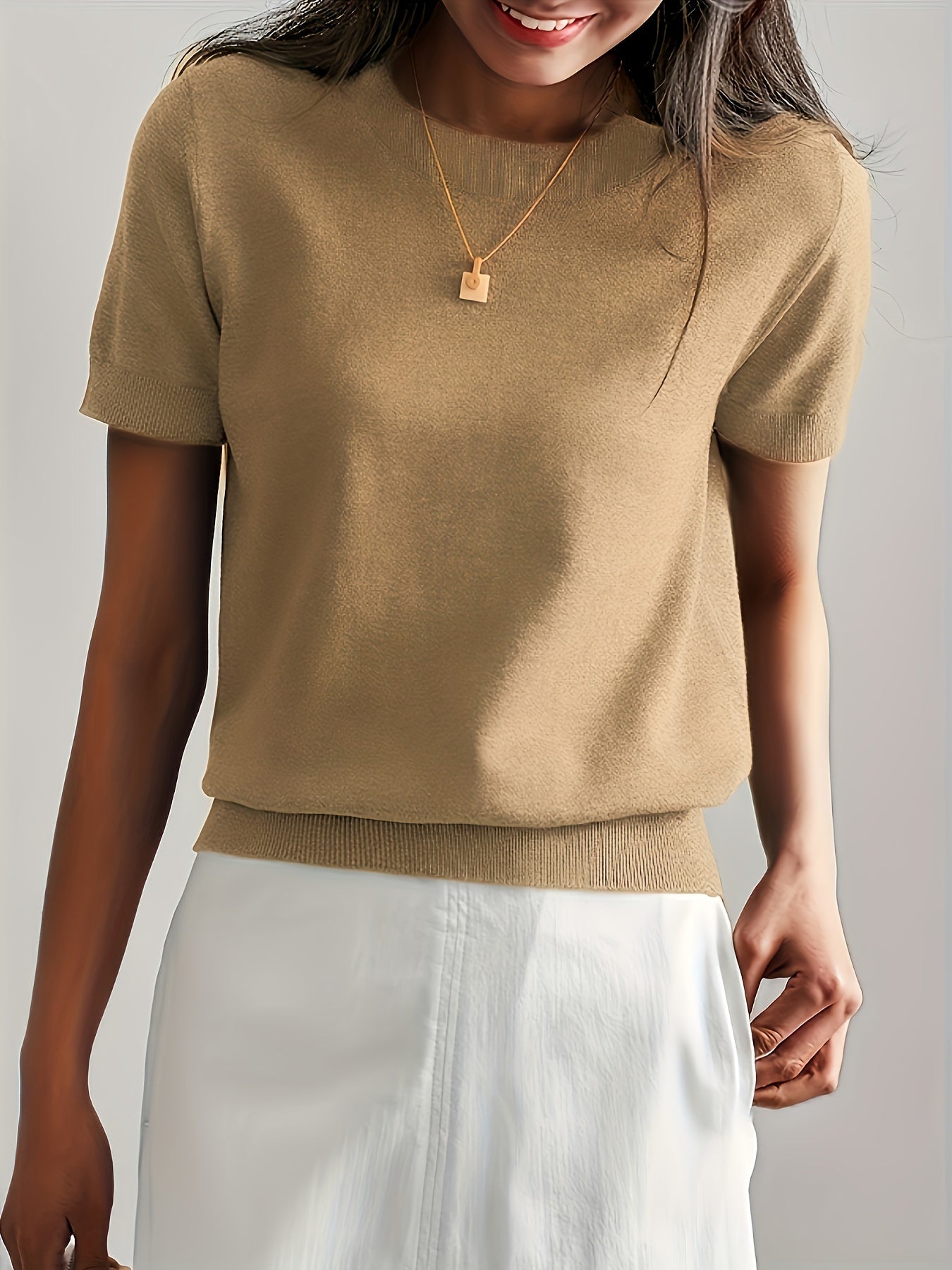 Casual Gebreid Shirt Met Korte Mouwen