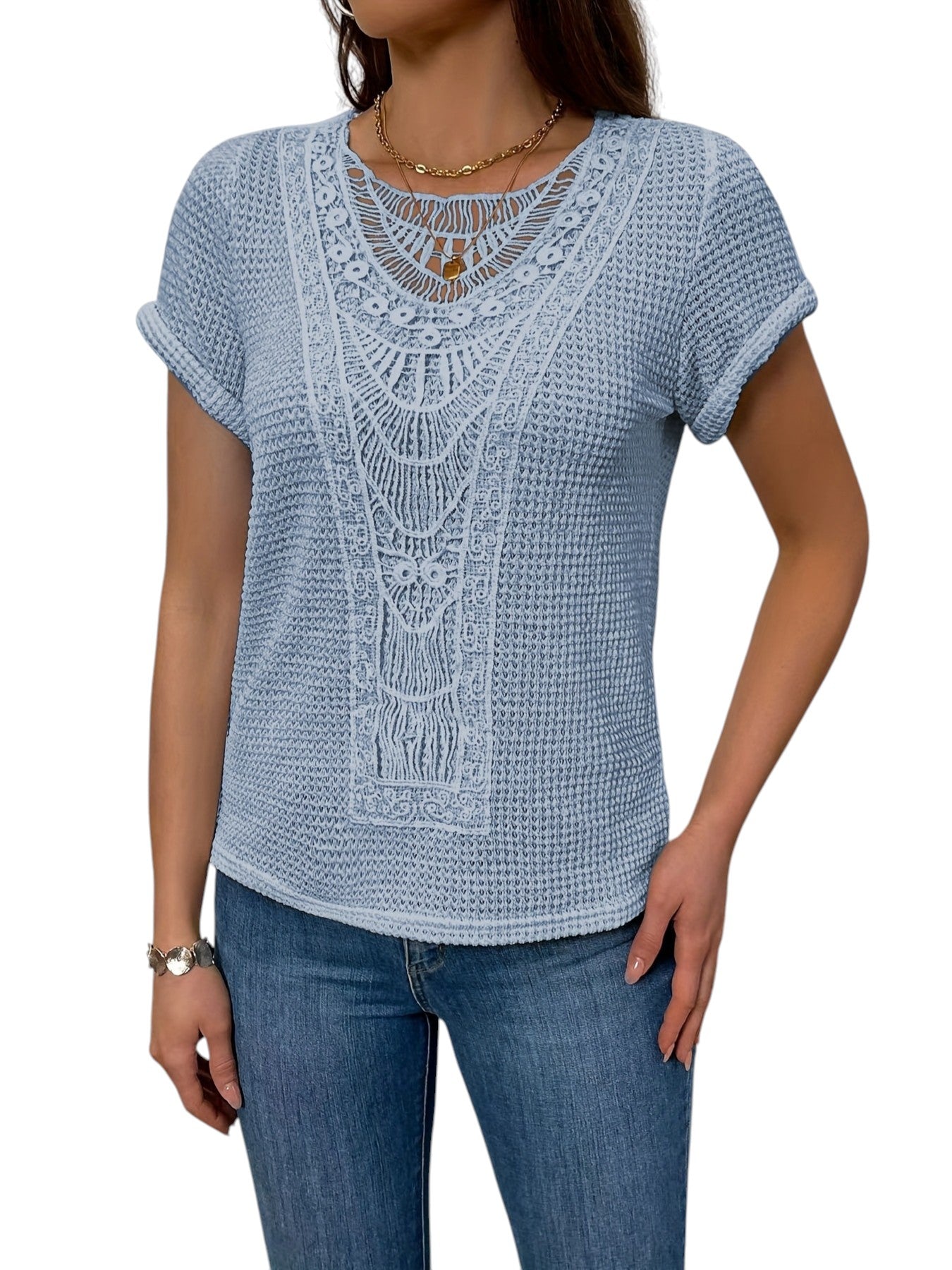 Zomerse Dames Top Met Korte Mouwen