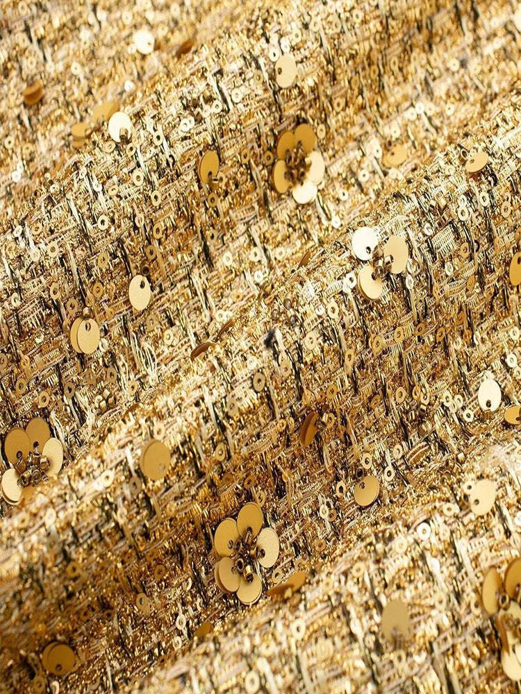 Casual Tweed Jasje Met Gouden Pailetten
