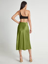 Midi Rok Van Satijn Met Hoge Taille