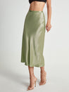 Midi Rok Van Satijn Met Hoge Taille