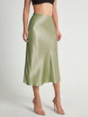 Midi Rok Van Satijn Met Hoge Taille