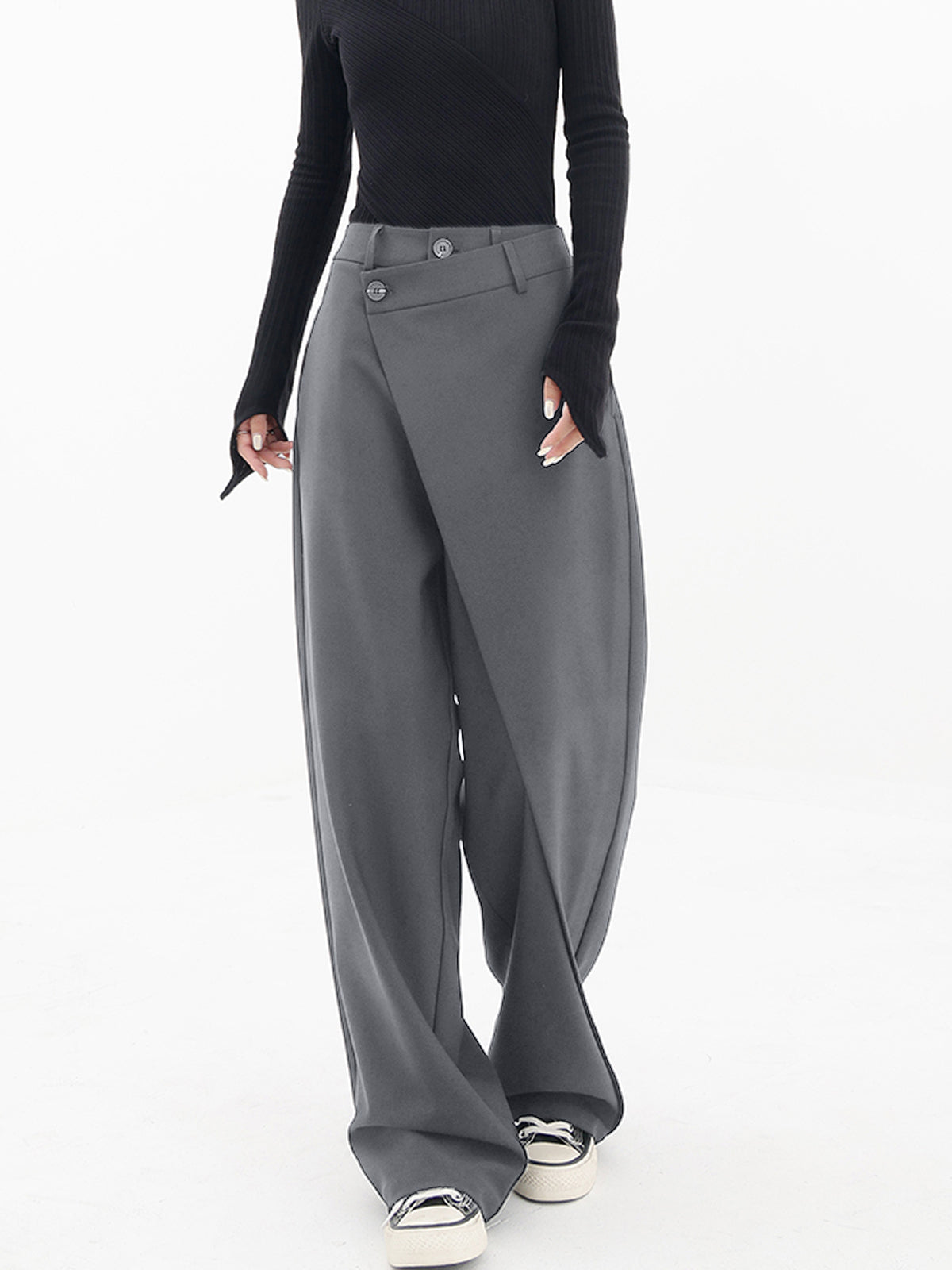 Asymmetrische Broek Met Wijde Pijpen Dames