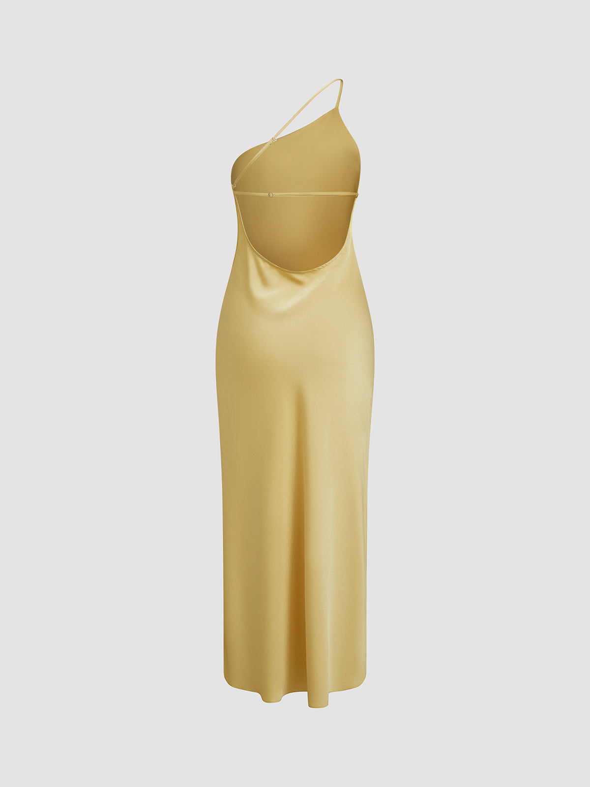 Chique Satijnen Maxi Jurk Met Open Rug