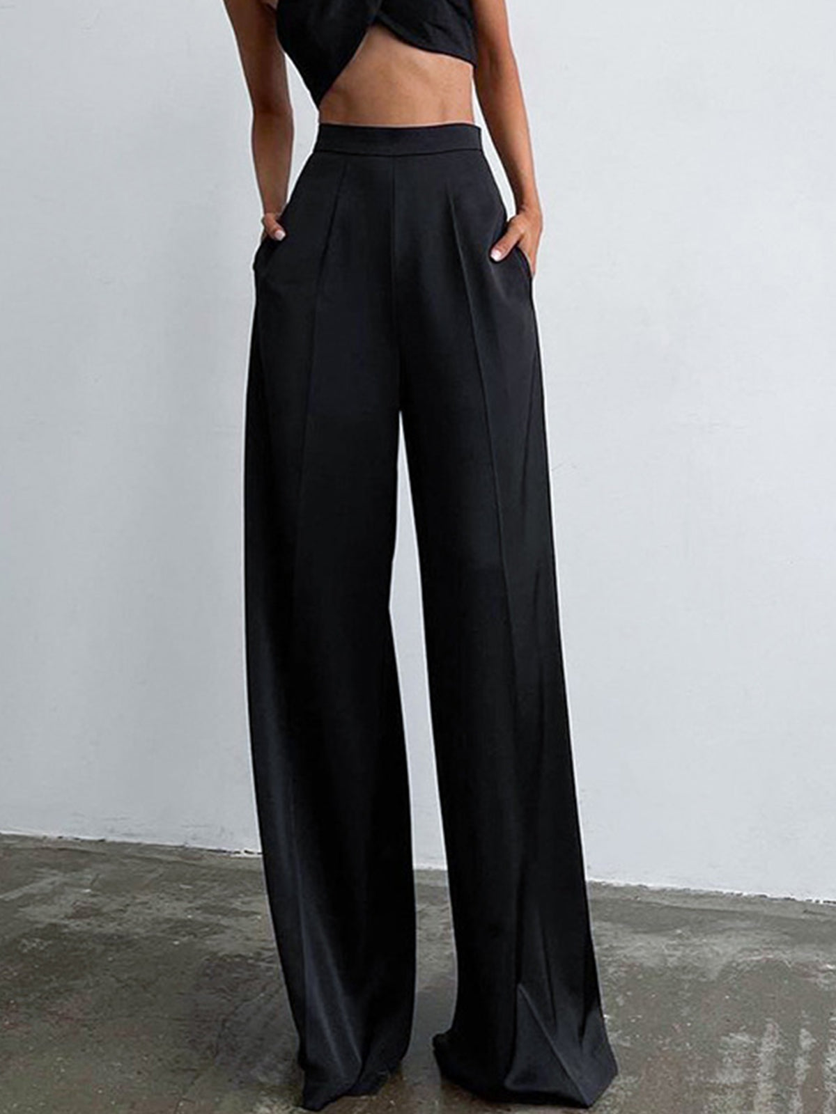 Losse satijnen Broek Met Hoge Taille