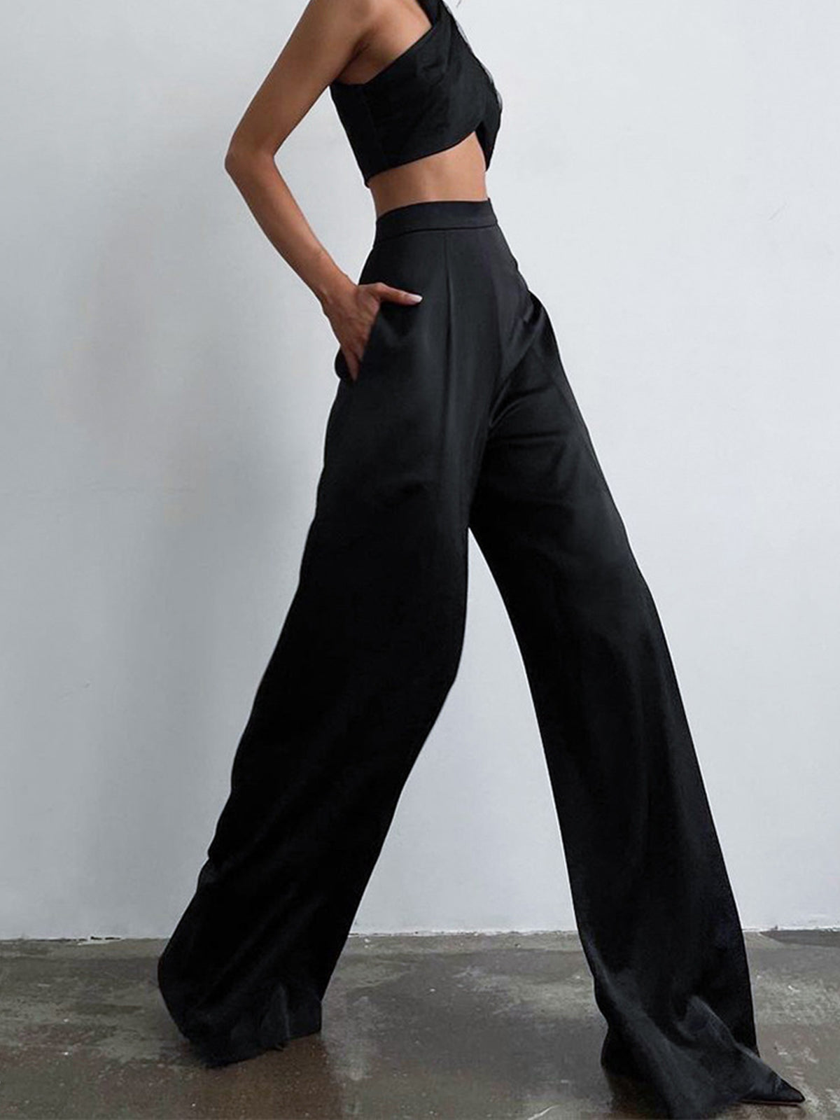 Losse satijnen Broek Met Hoge Taille