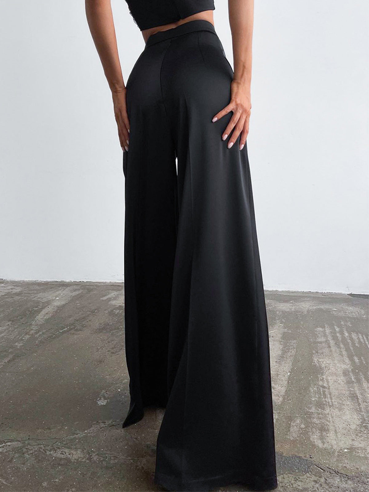 Losse satijnen Broek Met Hoge Taille