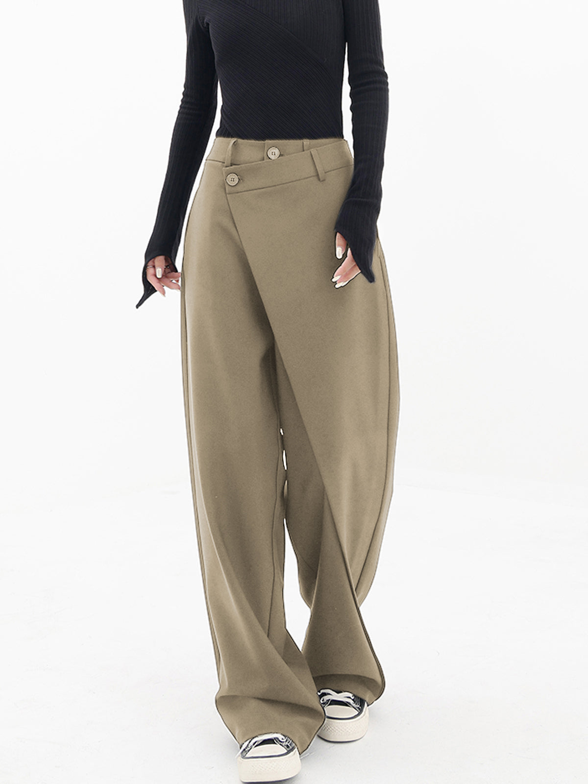 Asymmetrische Broek Met Wijde Pijpen Dames