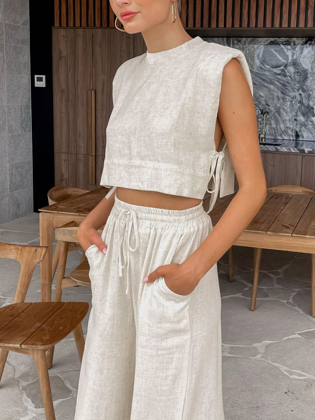 Chaveli - 2-Delige Linnen Set Top & Broek