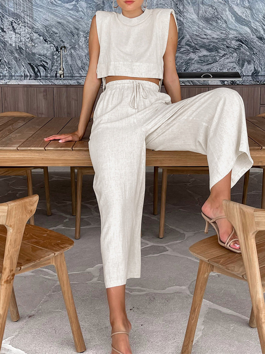 Chaveli - 2-Delige Linnen Set Top & Broek