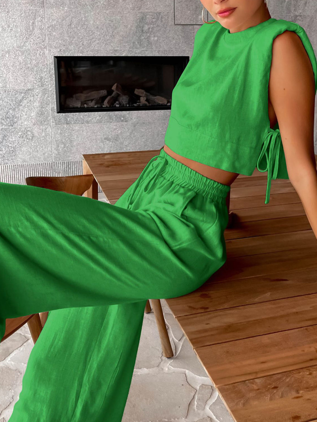 Chaveli - 2-Delige Linnen Set Top & Broek